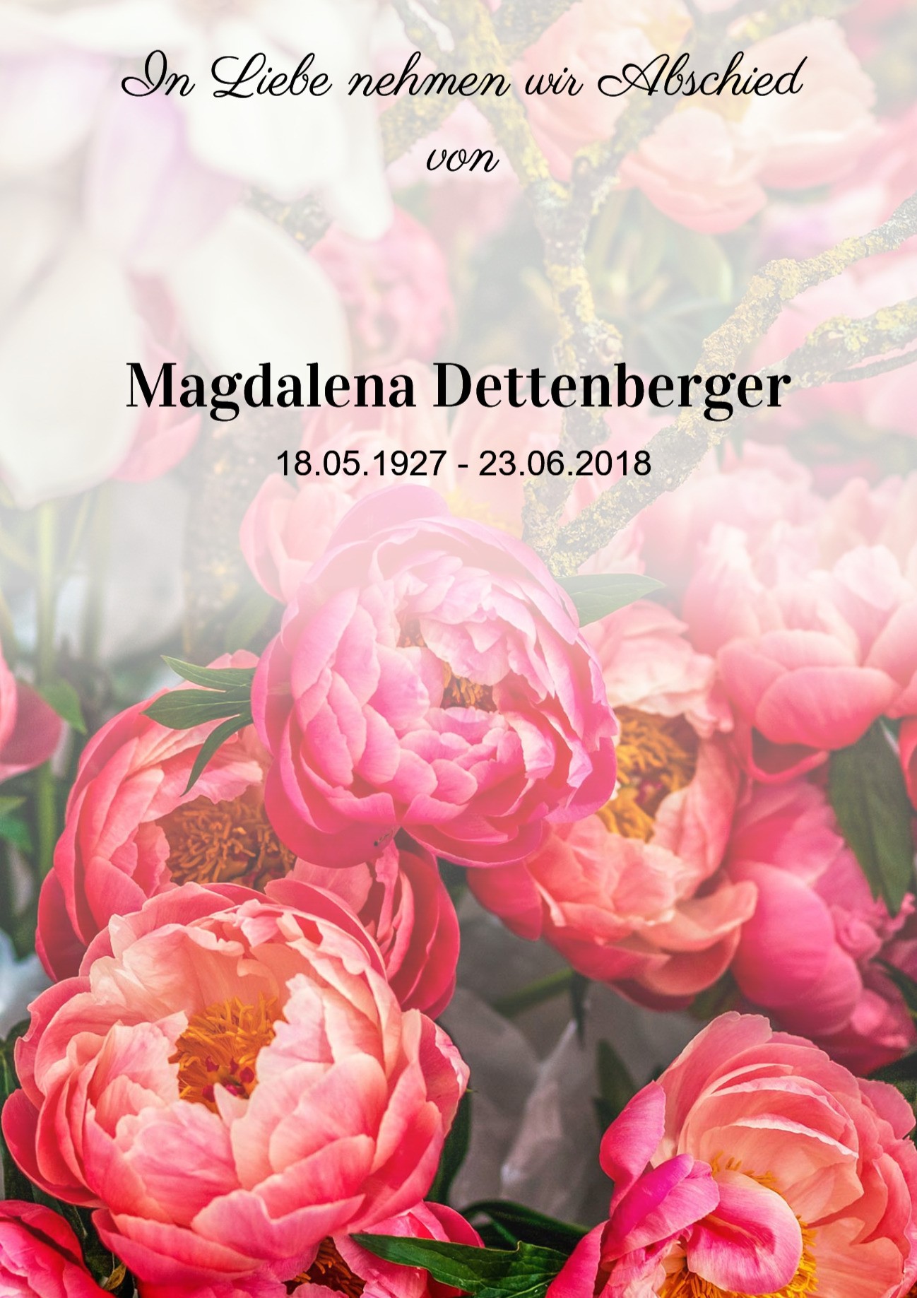 Traueranzeige von Magdalena Dettenberger