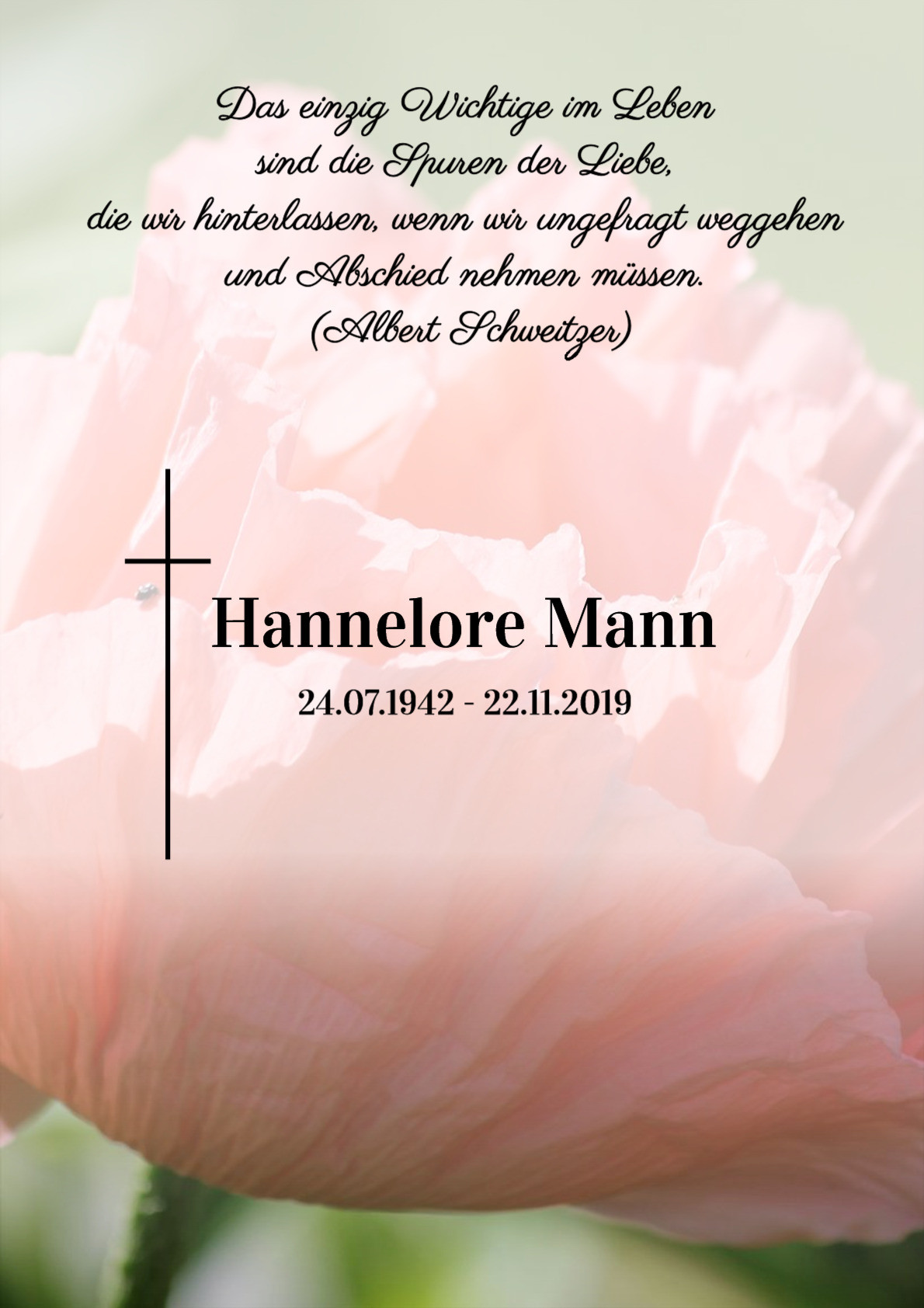 Traueranzeige von Hannelore Mann