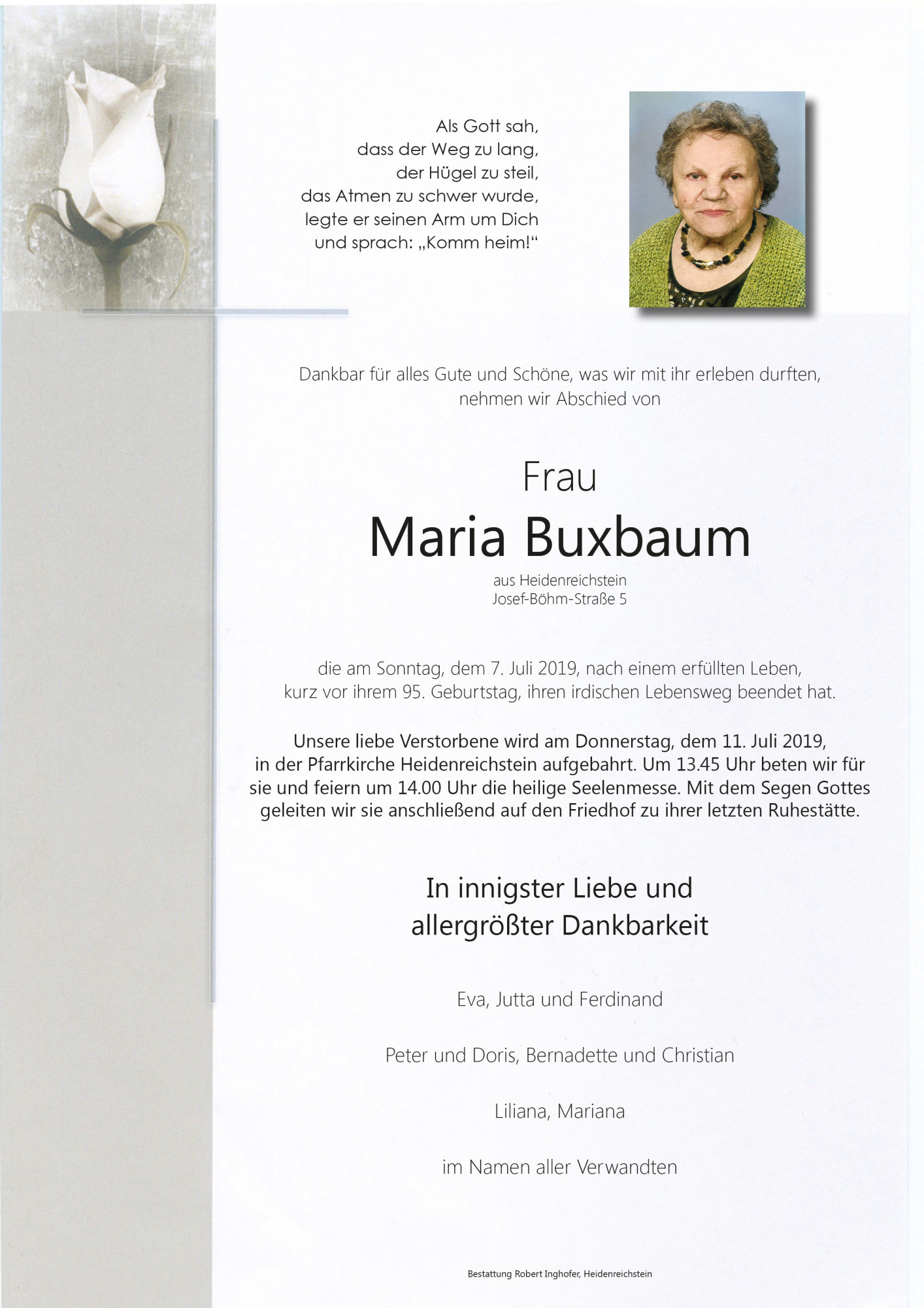 Traueranzeige von Maria Buxbaum