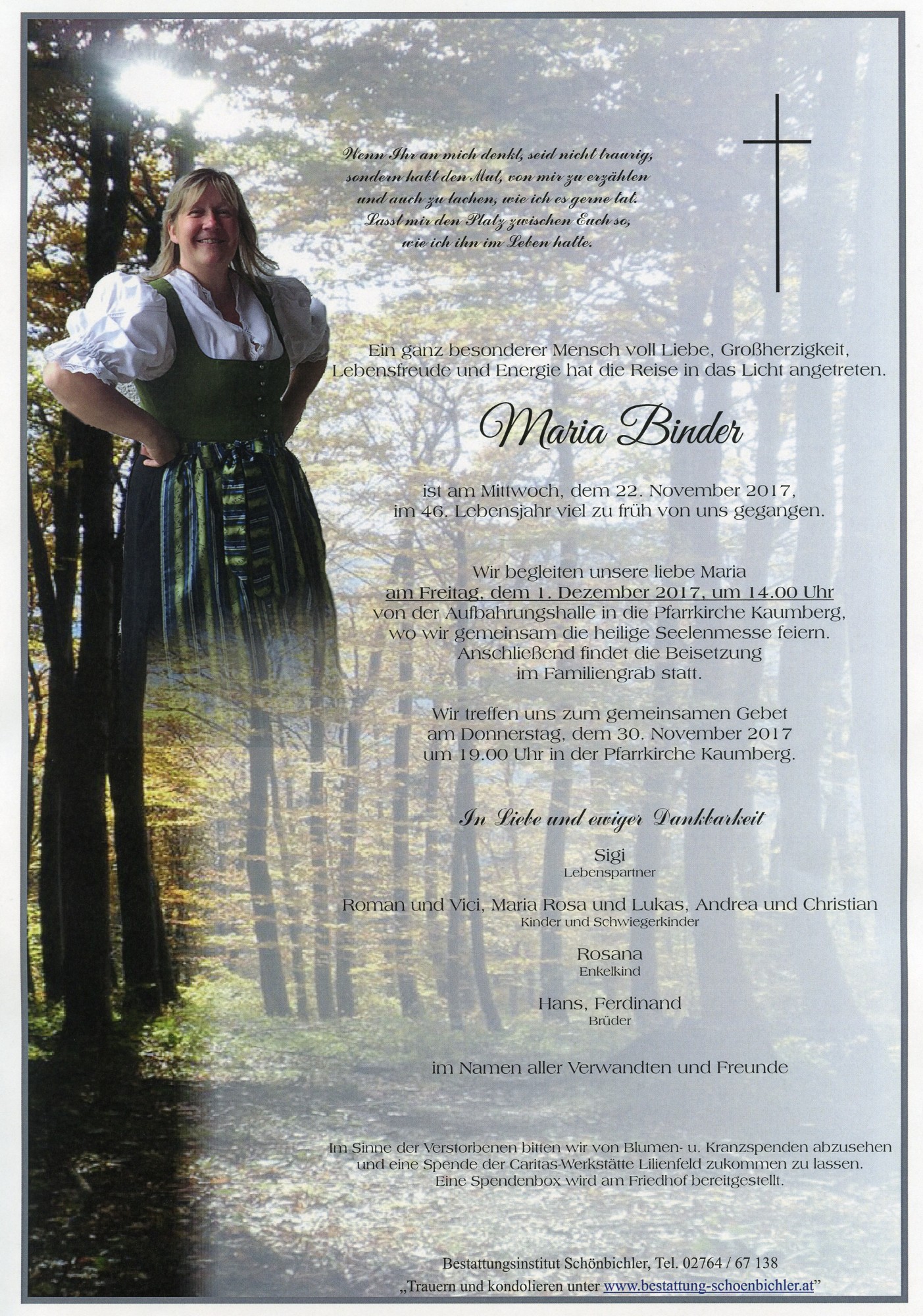 Traueranzeige von Maria Binder