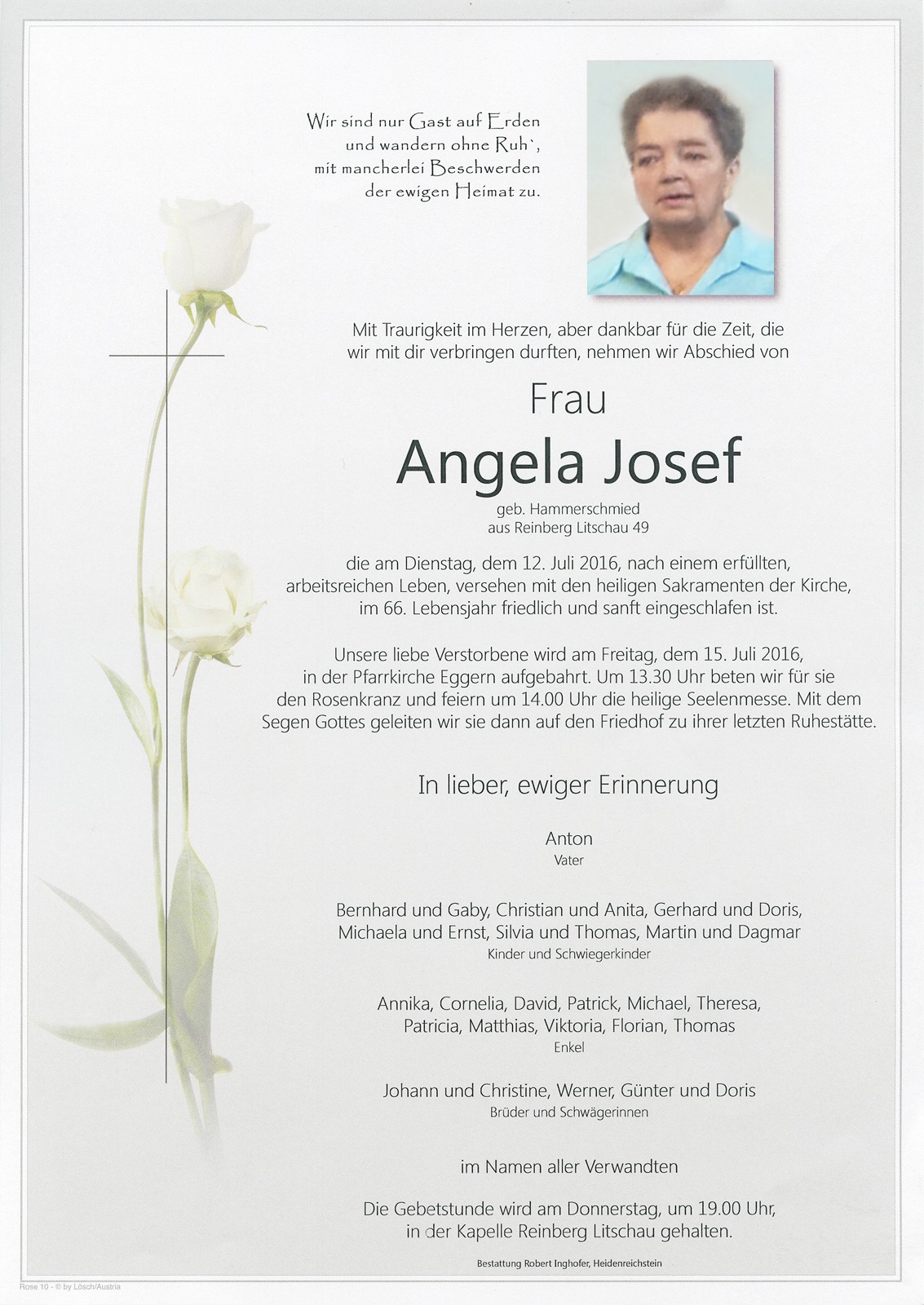 Traueranzeige von Angela Josef