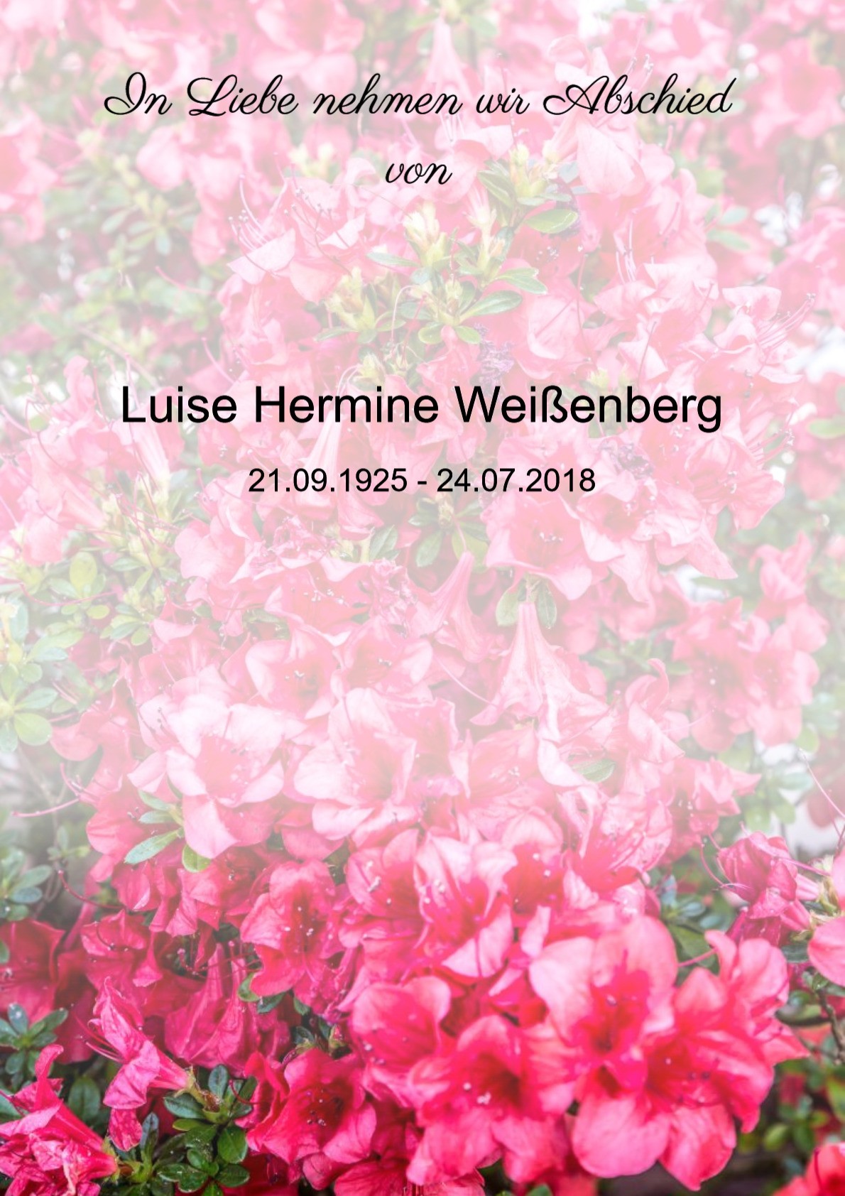 Traueranzeige von Luise Hermine Weißenberg