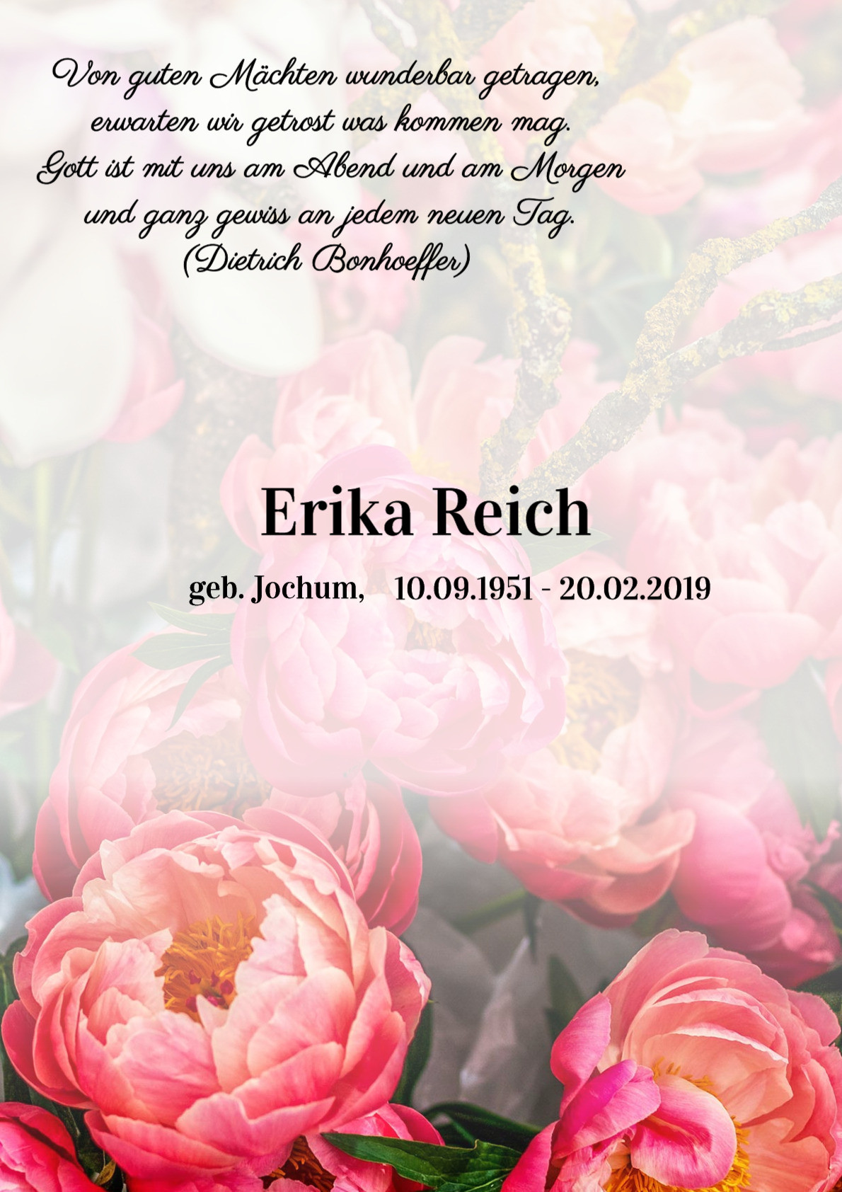 Traueranzeige von Erika Reich