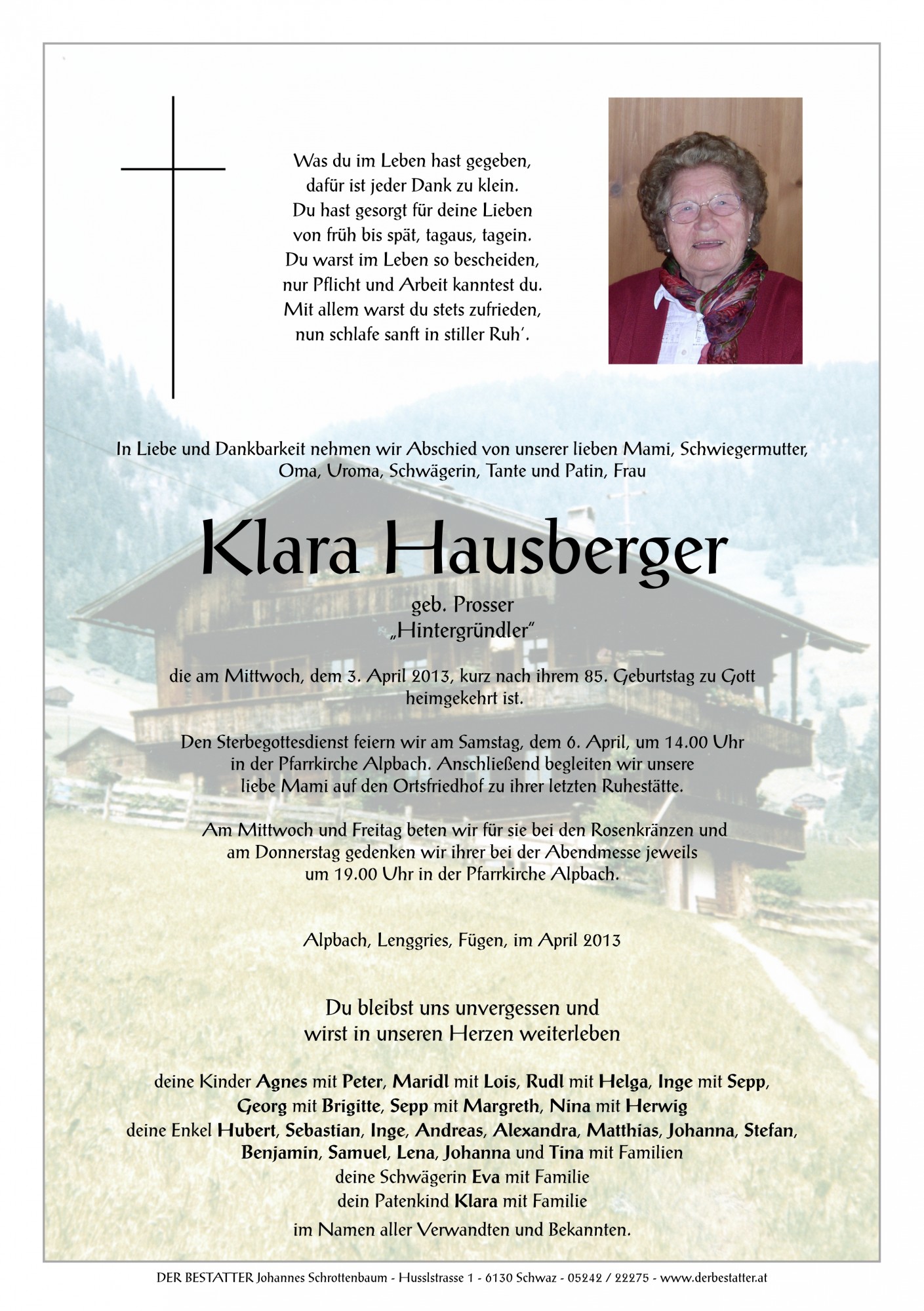 Traueranzeige von Klara Hausberger