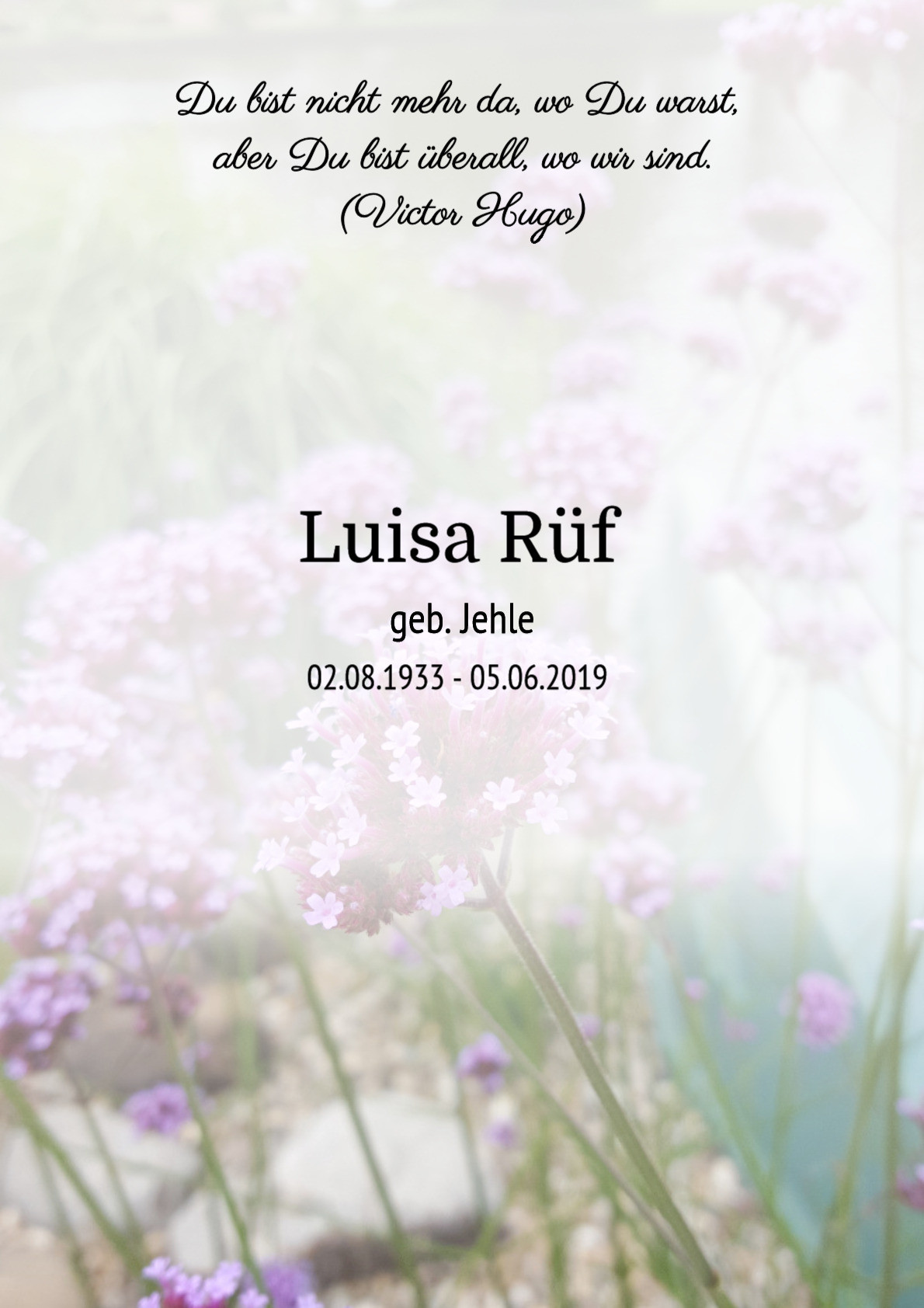 Traueranzeige von Luisa Rüf