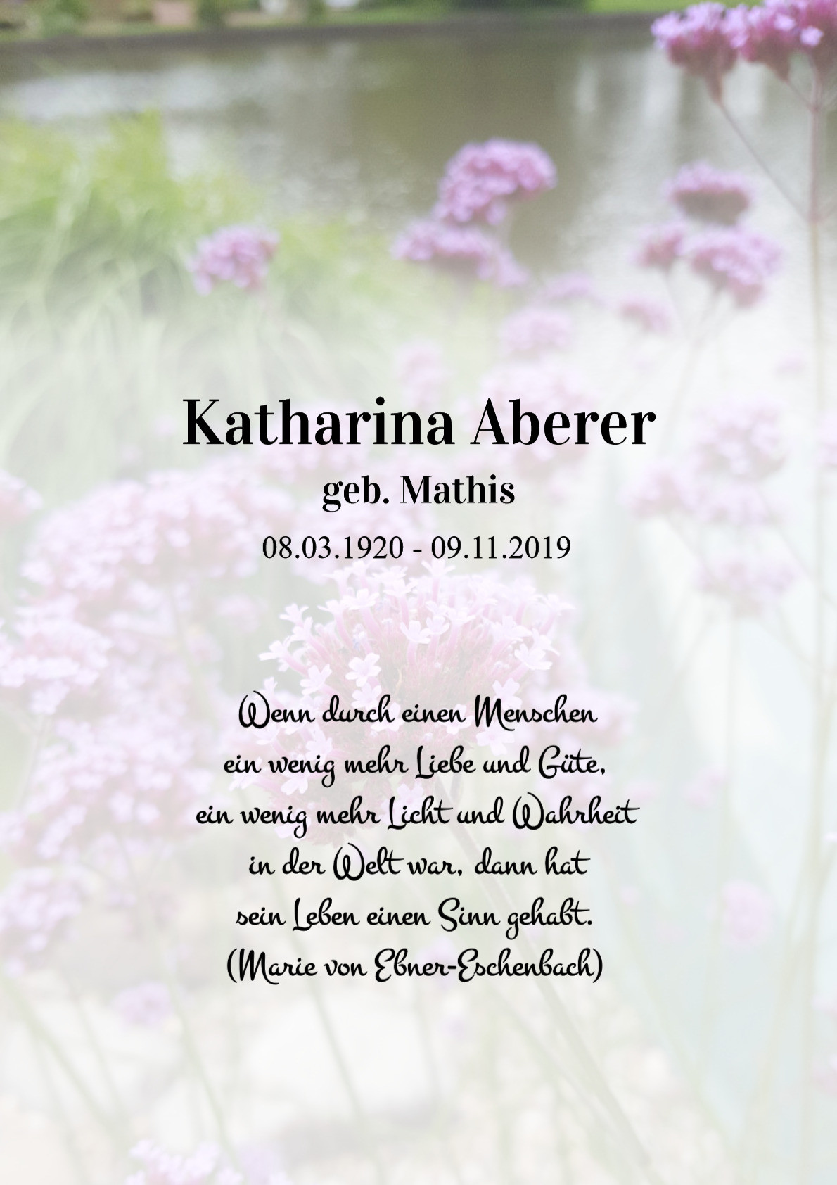 Traueranzeige von Katharina Aberer