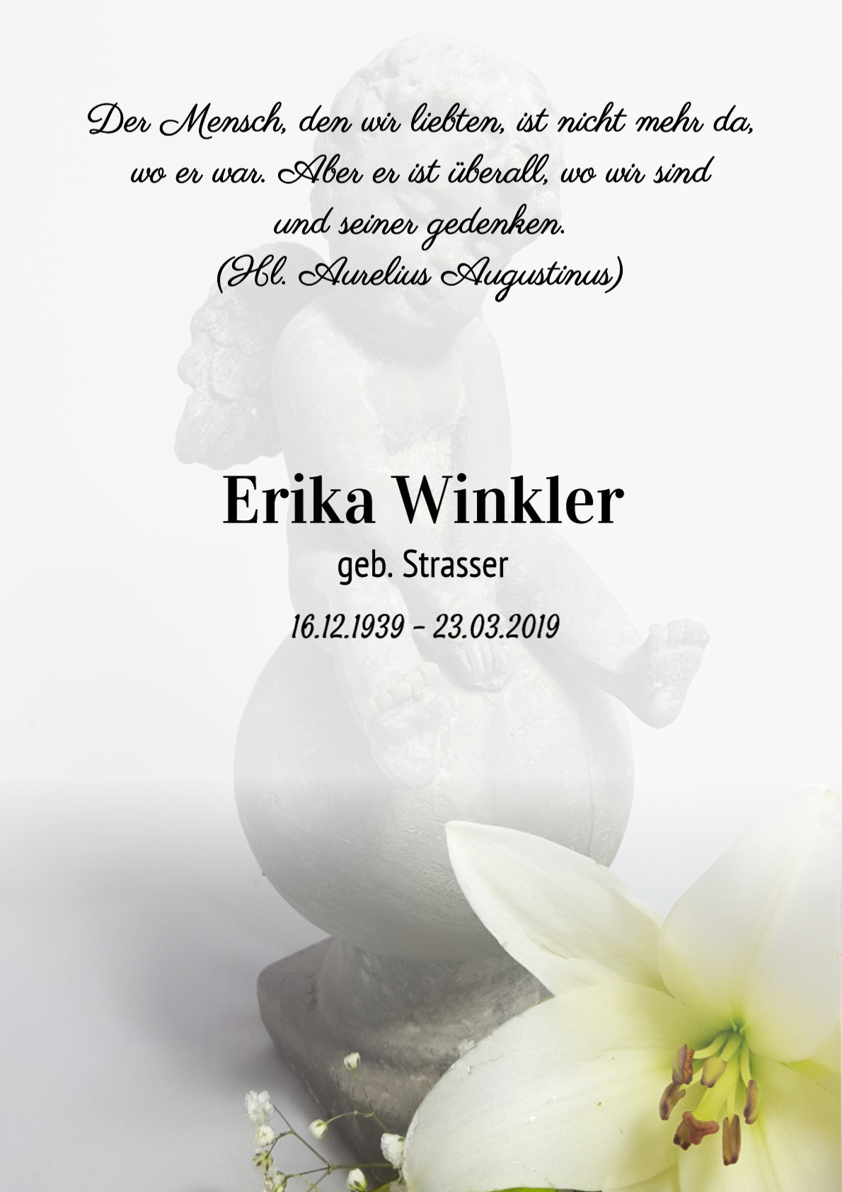 Traueranzeige von Erika Winkler