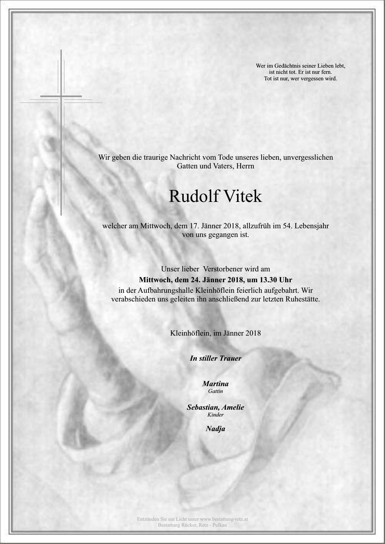 Traueranzeige von Rudolf Vitek