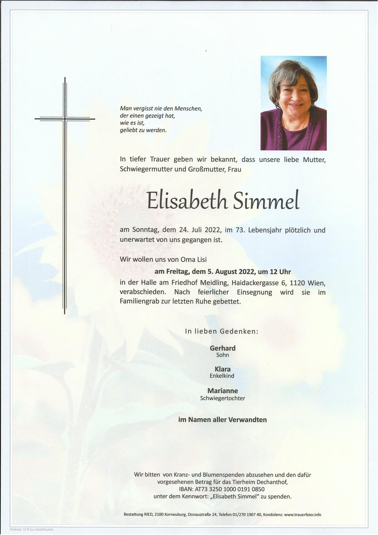 Traueranzeige von Elisabeth Simmel