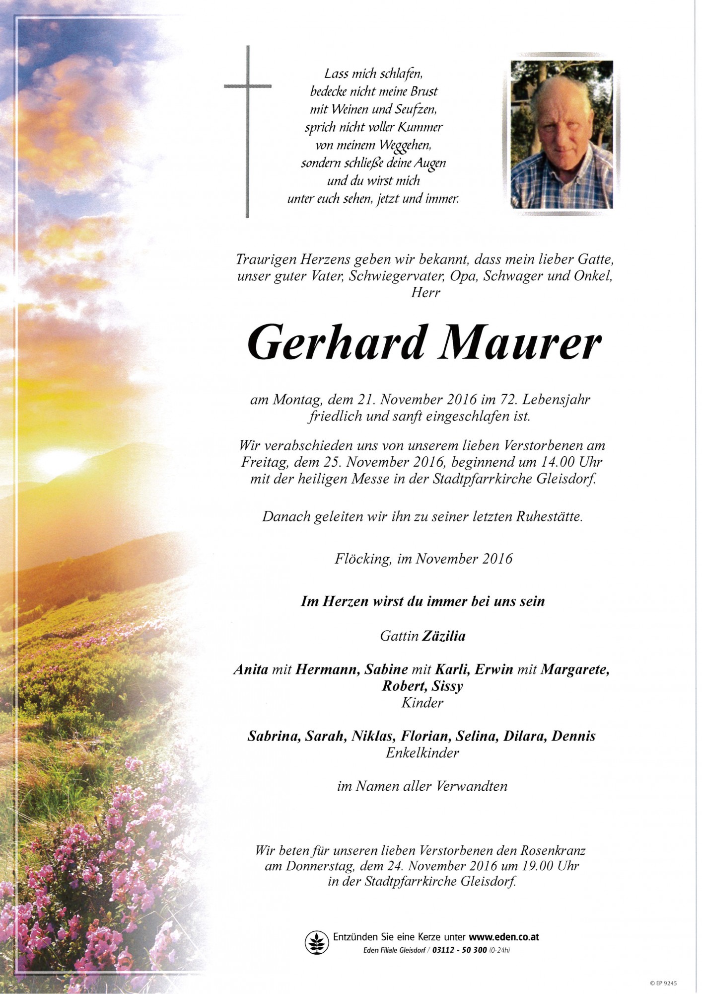 Traueranzeige von Gerhard Maurer