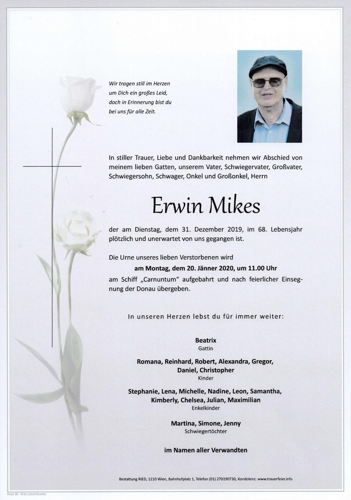Traueranzeige von Erwin Mikes