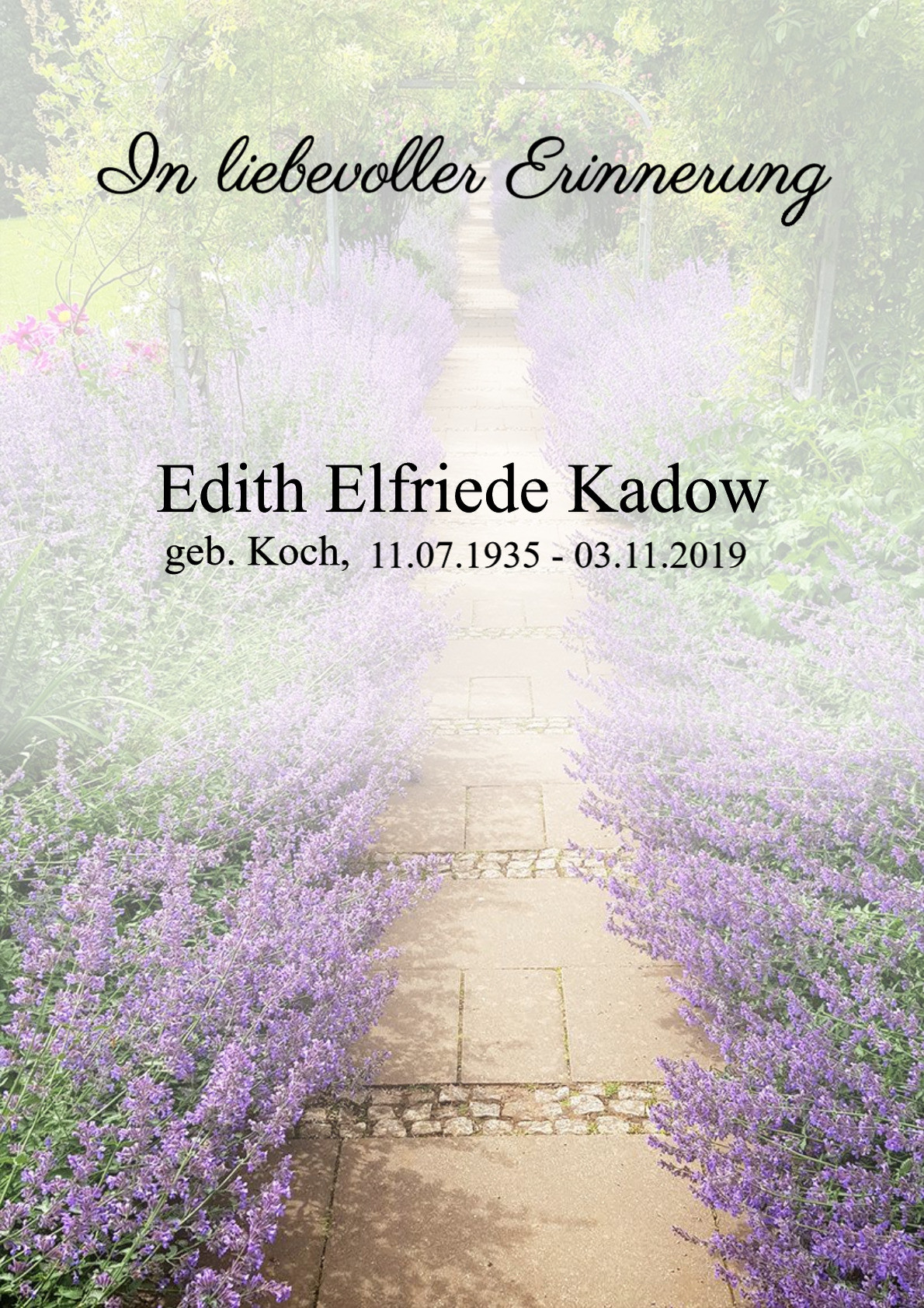 Traueranzeige von Edith Elfriede Kadow