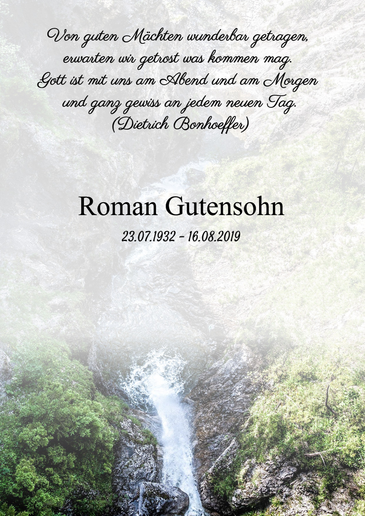 Traueranzeige von Roman Gutensohn
