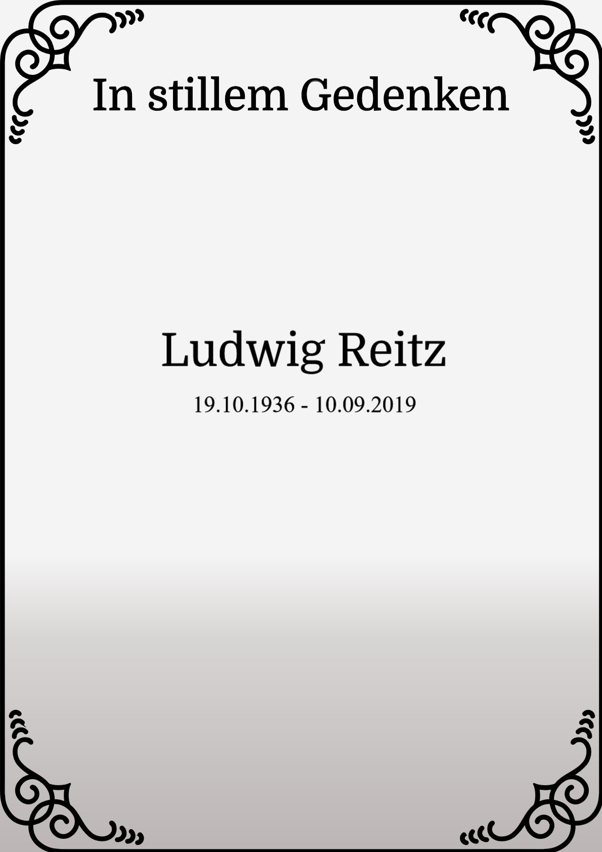 Traueranzeige von Ludwig Reitz