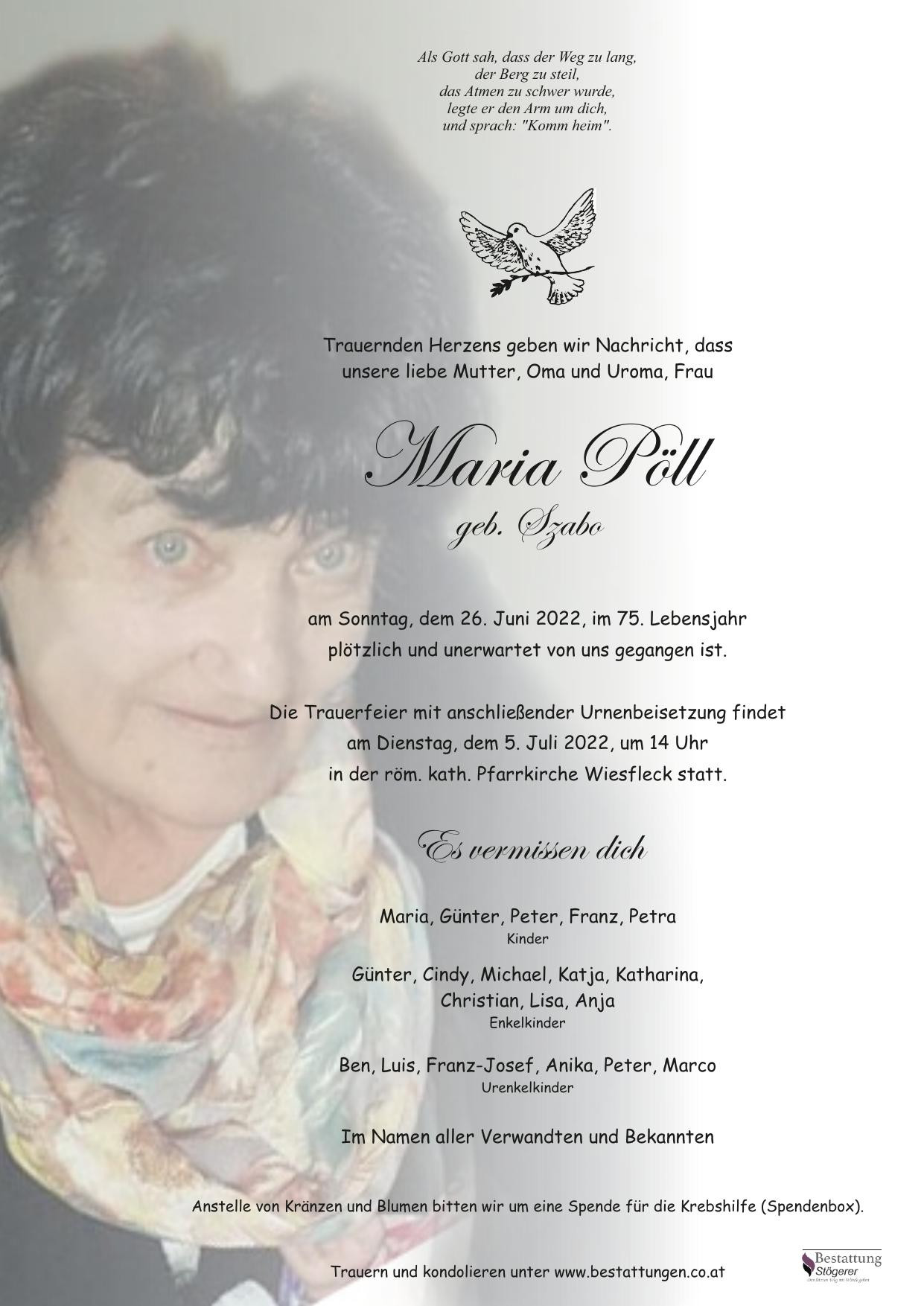 Traueranzeige von Maria Pöll