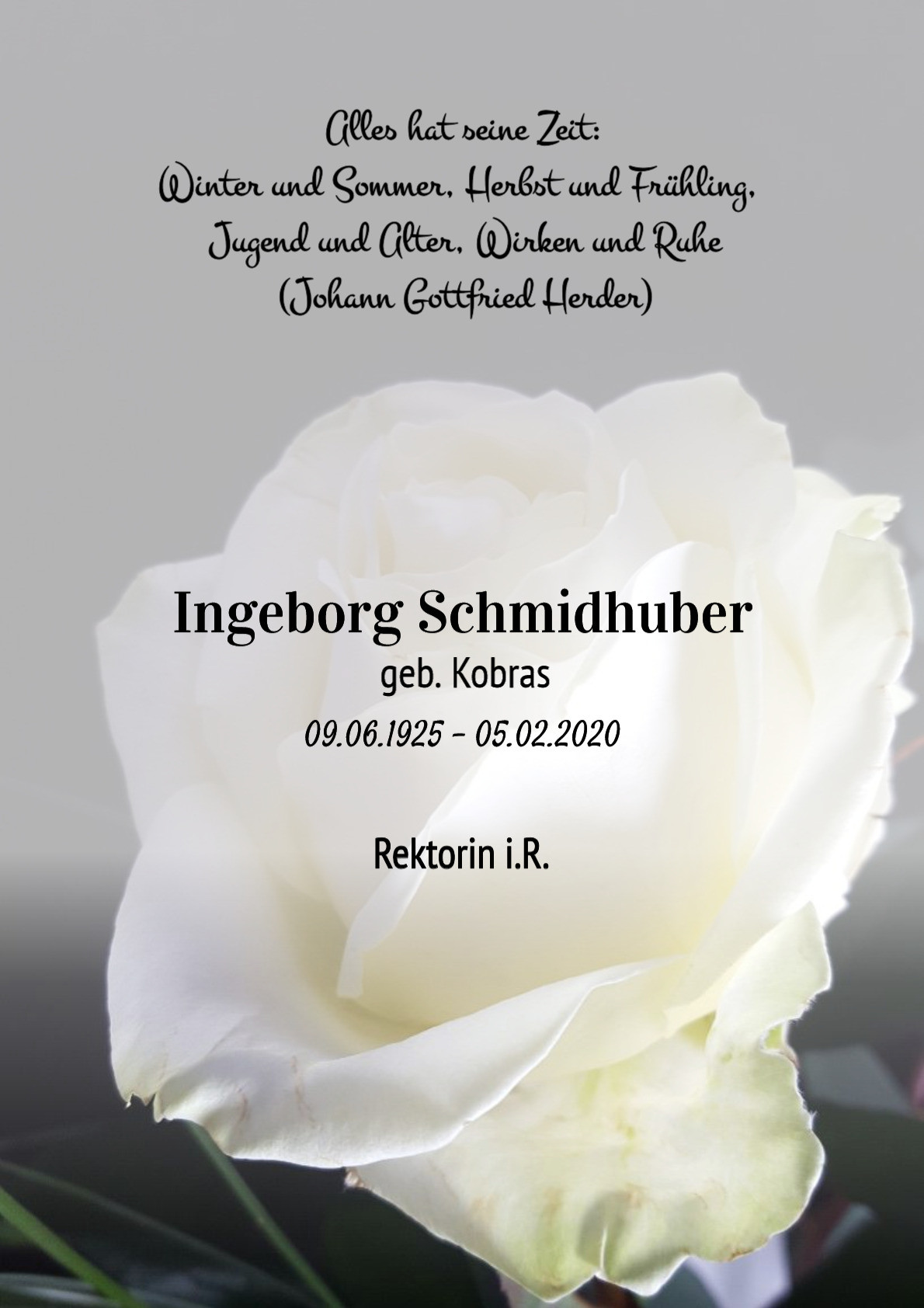 Traueranzeige von Ingeborg Schmidhuber
