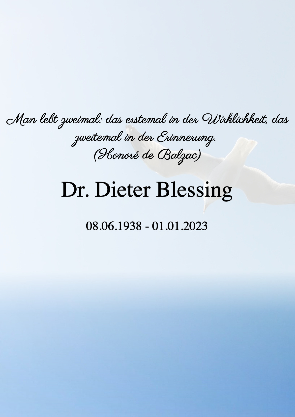 Traueranzeige von Dr. Dieter Blessing