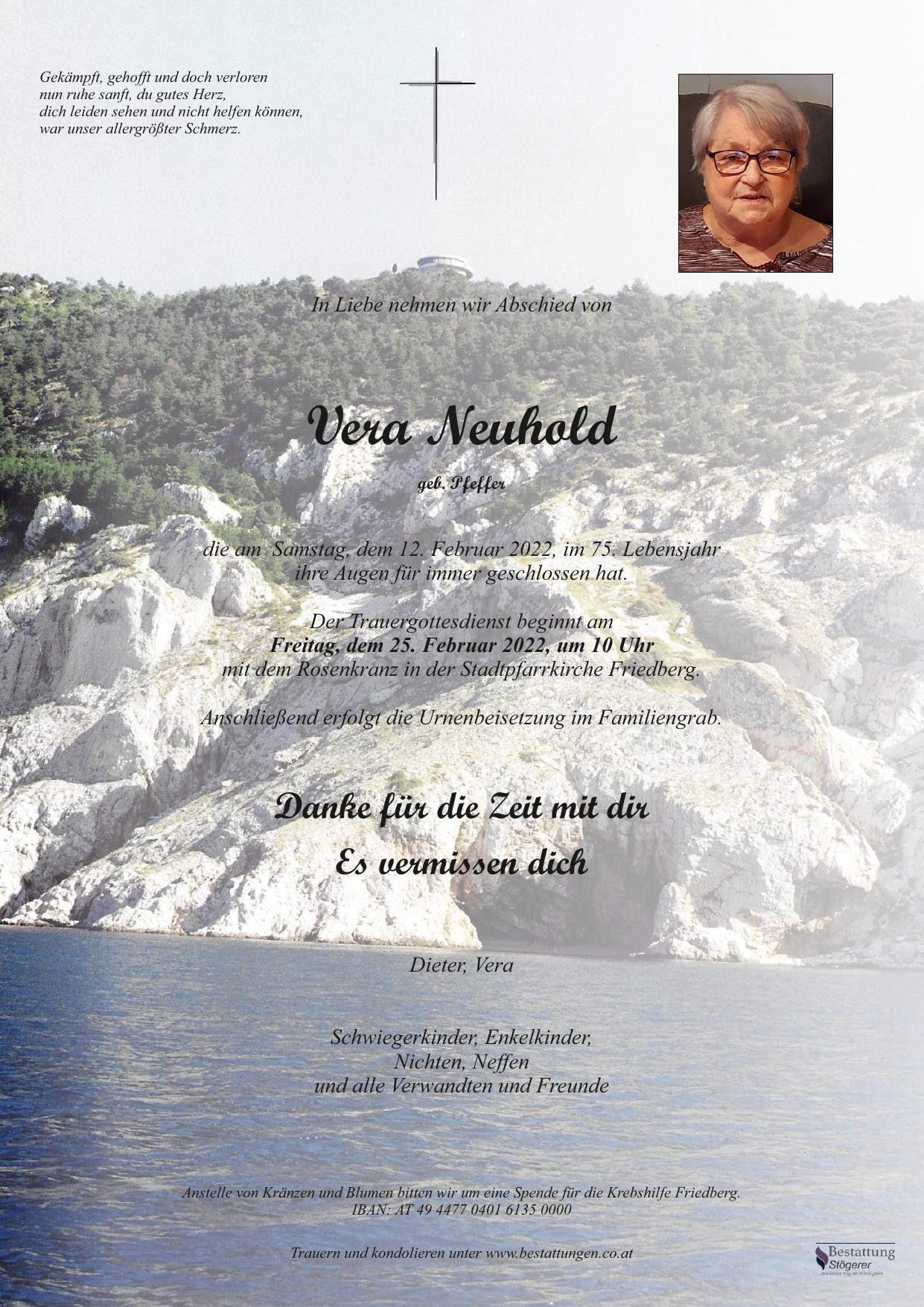 Traueranzeige von Vera Neuhold