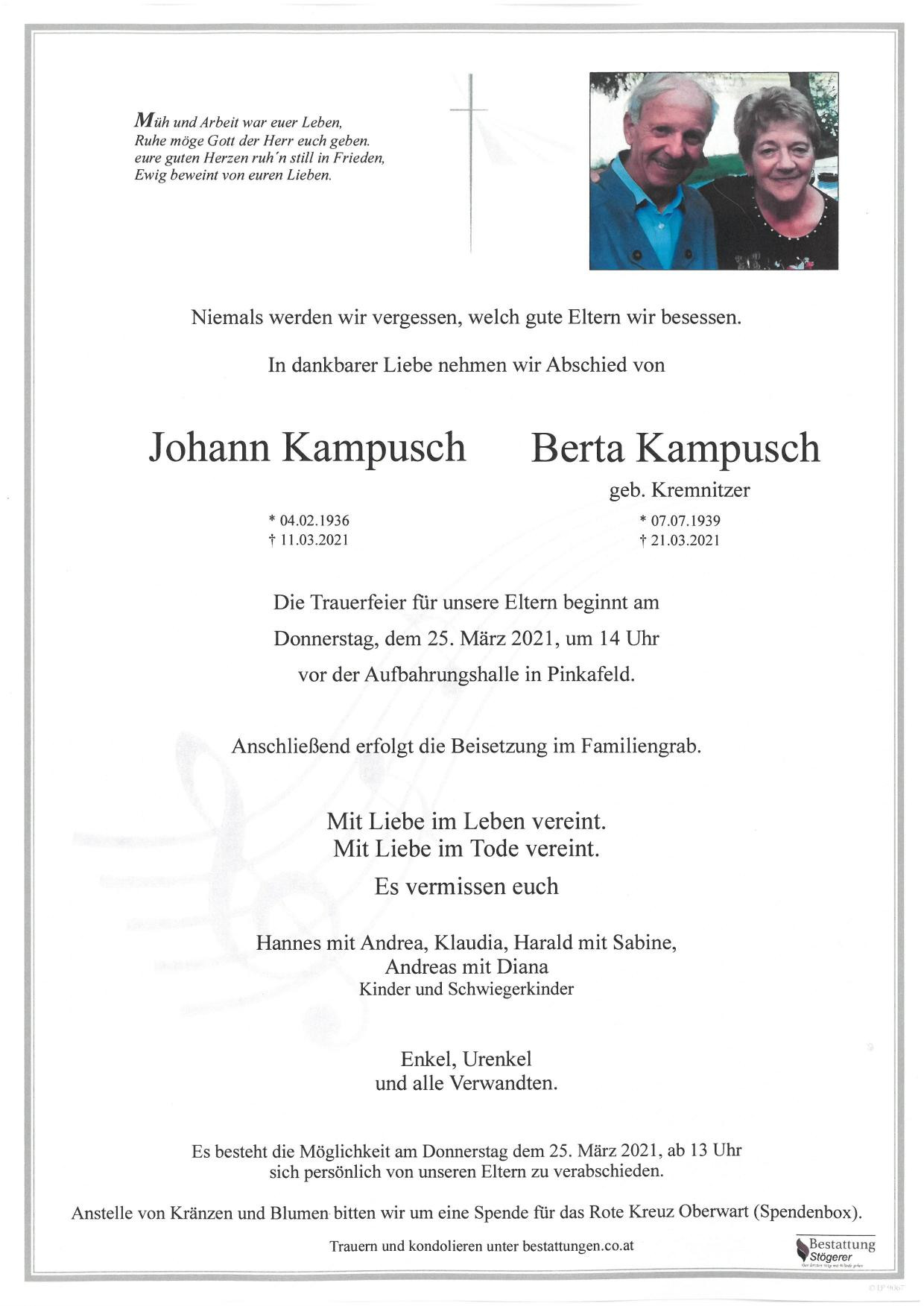 Traueranzeige von Johann Kampusch