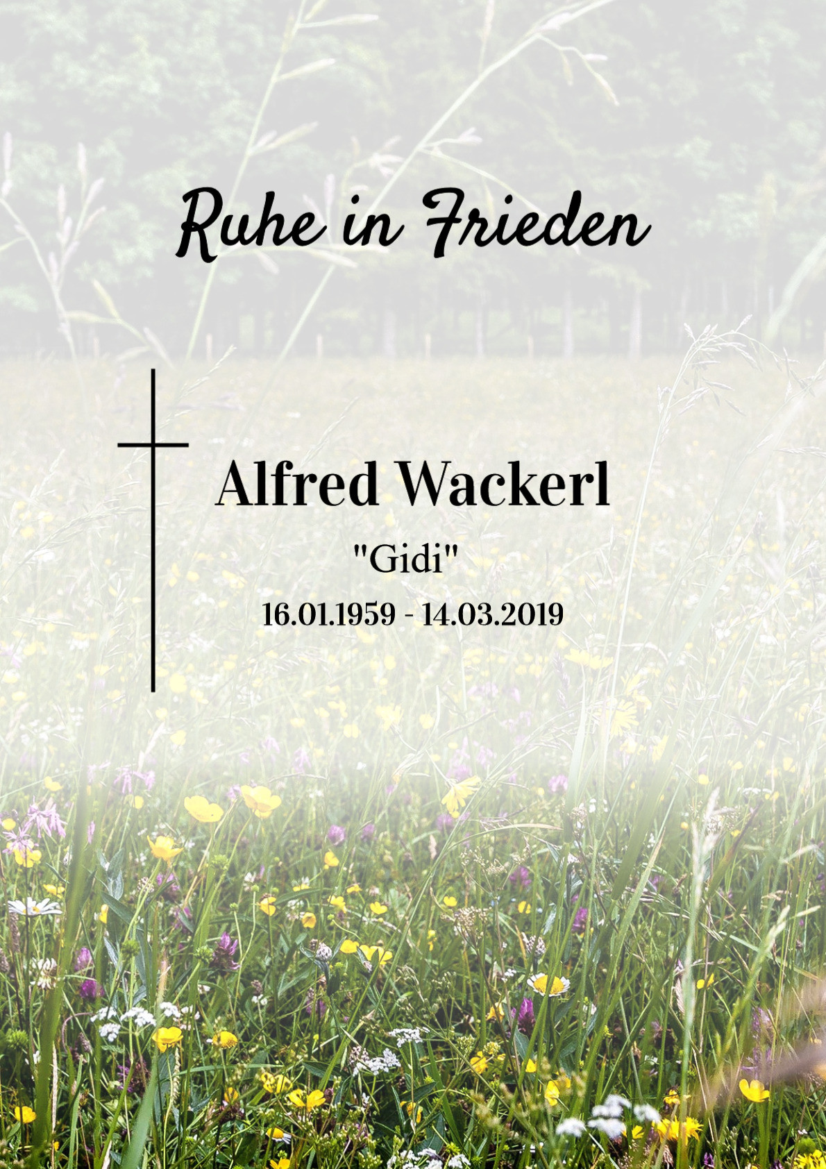 Traueranzeige von Alfred Wackerl