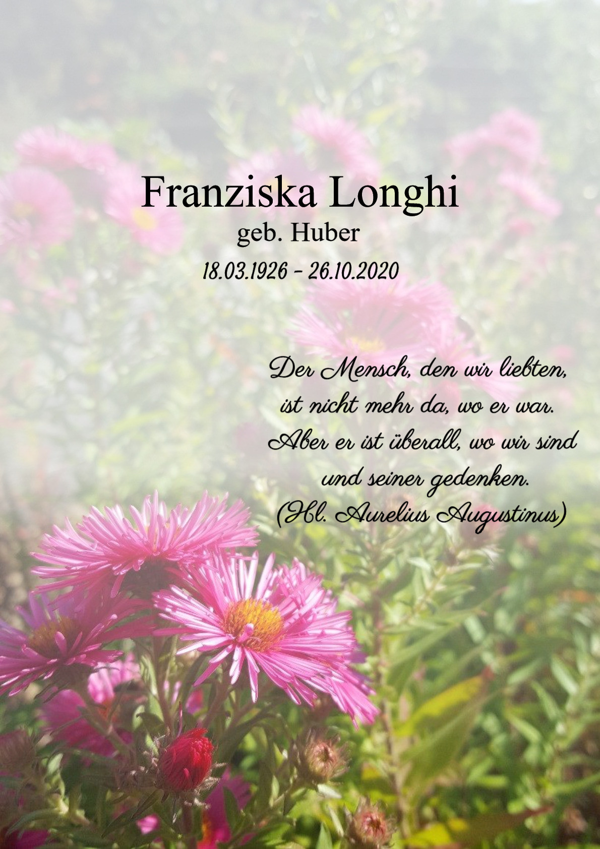 Traueranzeige von Franziska Longhi