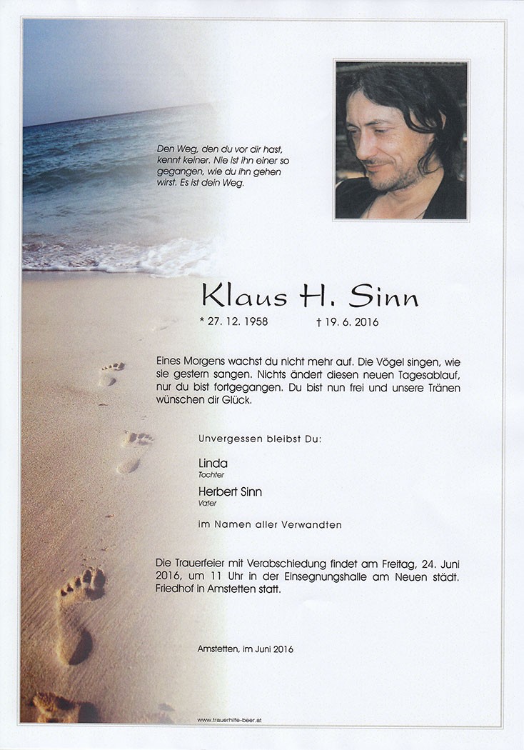 Traueranzeige von Klaus Sinn