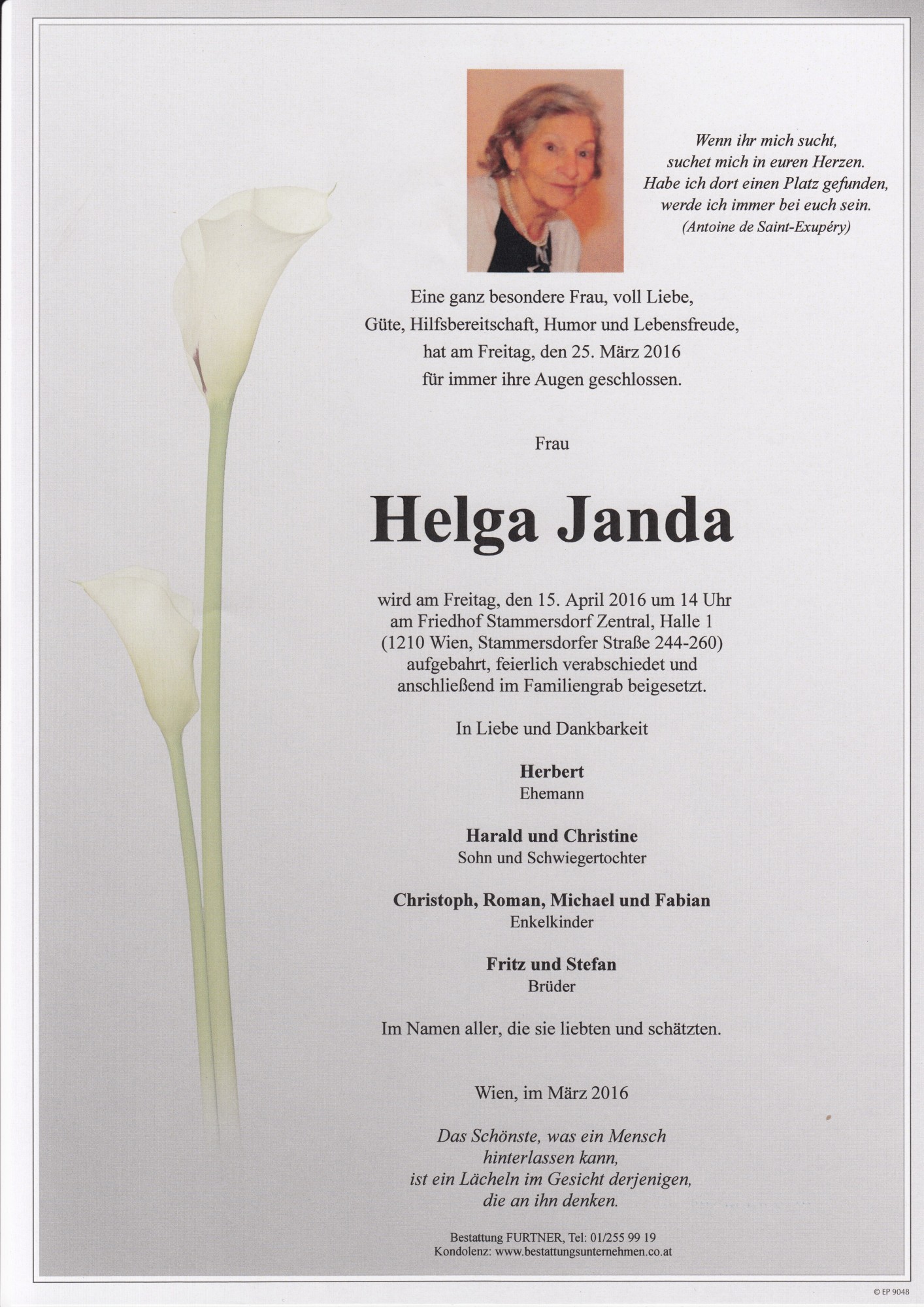Traueranzeige von Helga Janda