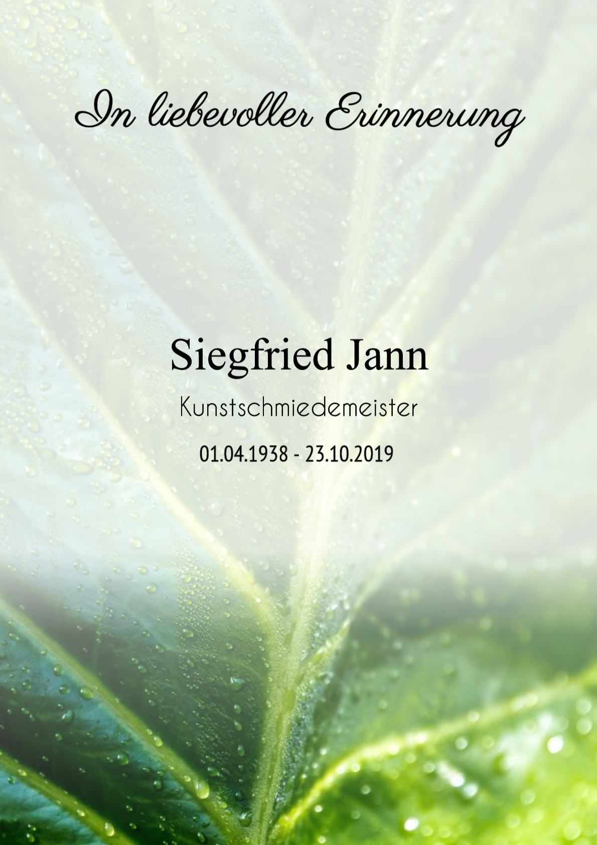 Traueranzeige von Siegfried Jann