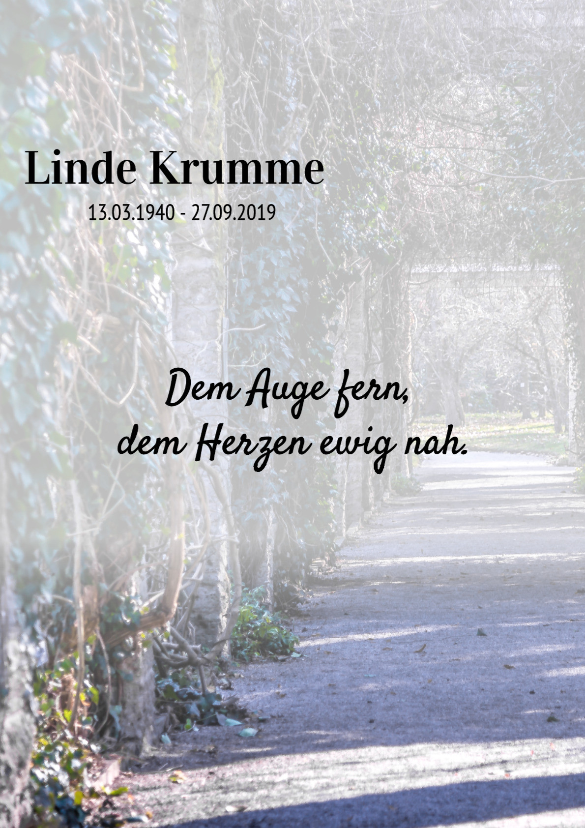 Traueranzeige von Linde Krumme