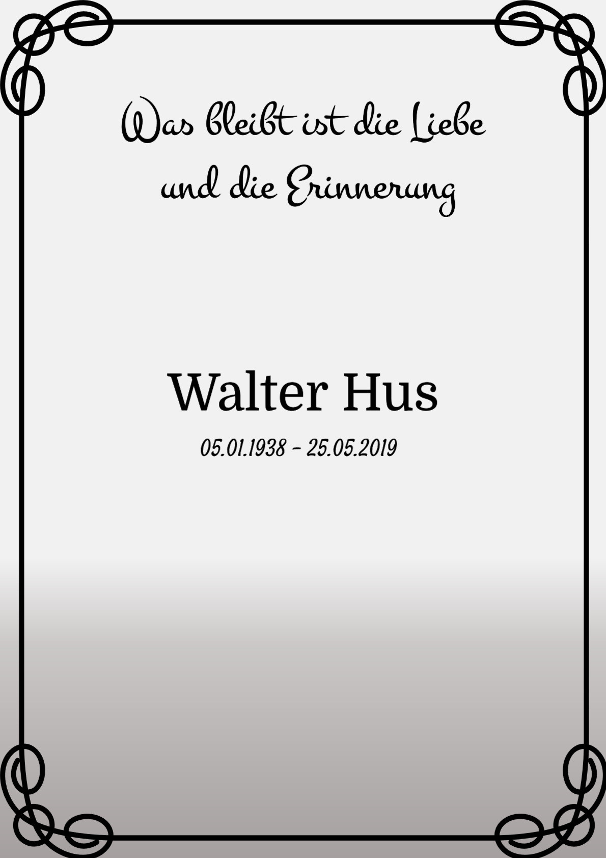 Traueranzeige von Walter Hus