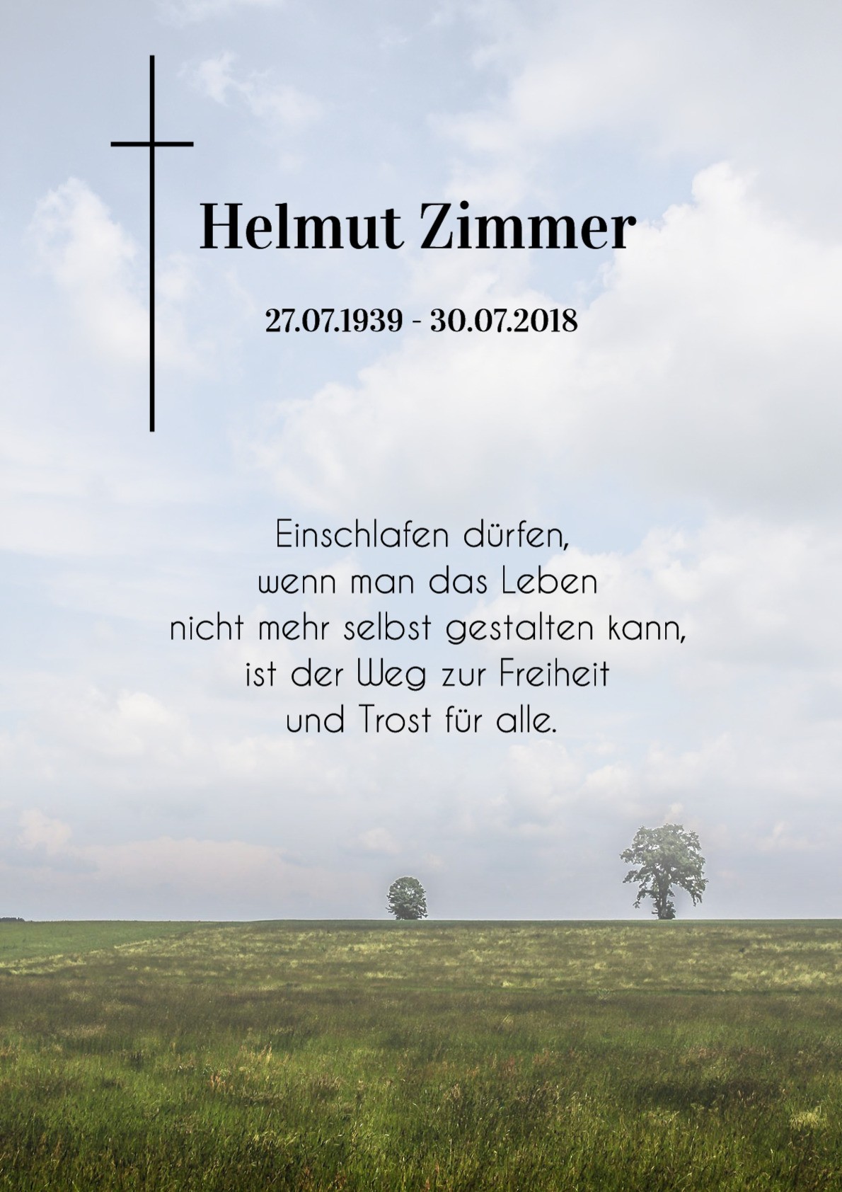 Traueranzeige von Helmut Zimmer
