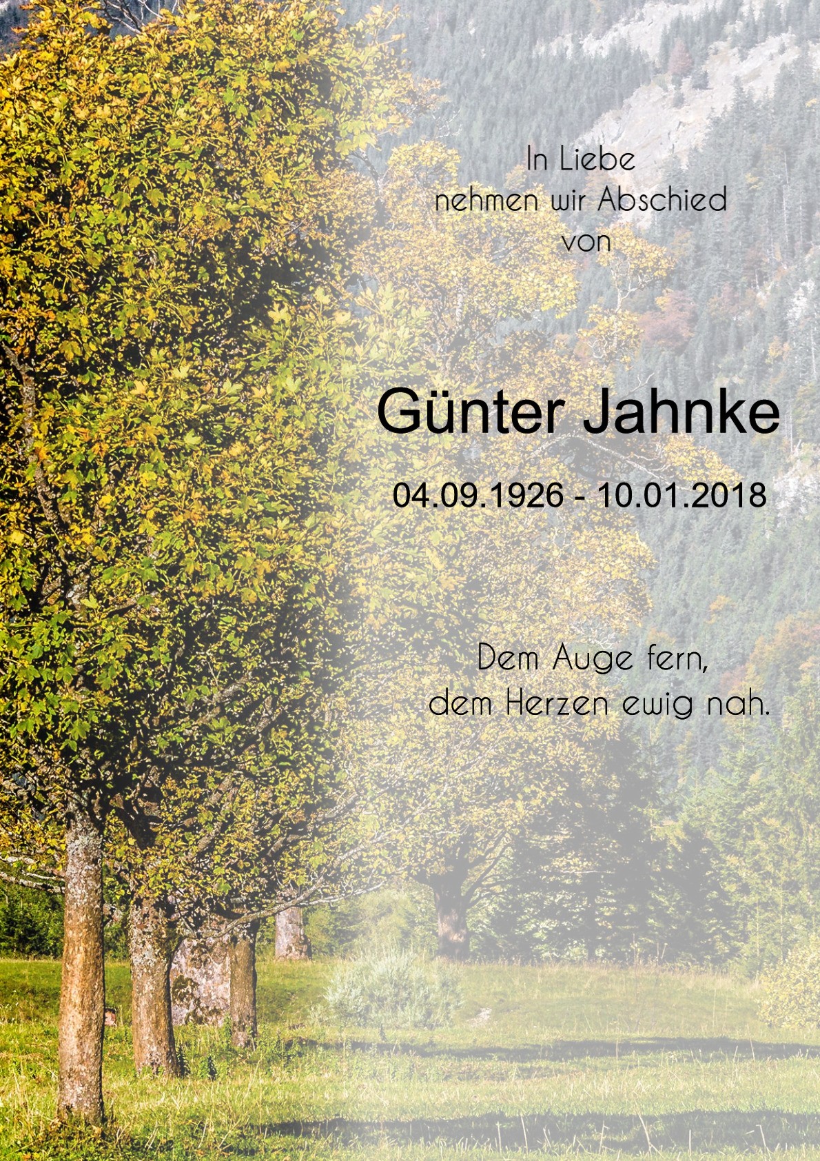 Traueranzeige von Günter Jahnke