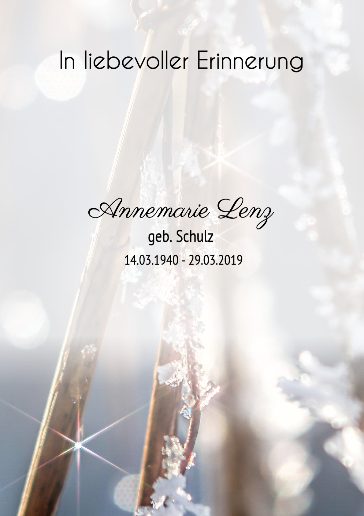 Traueranzeige von Annemarie Lenz