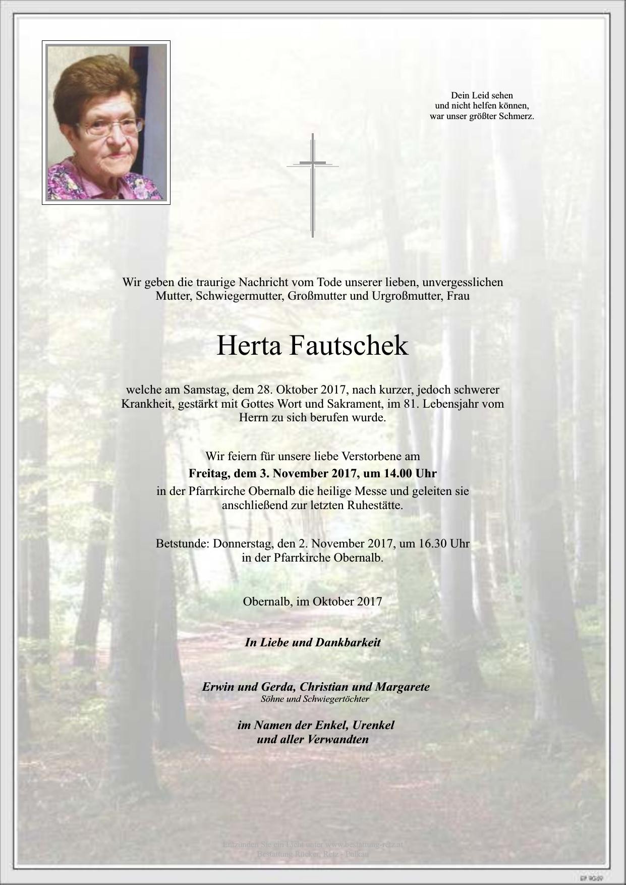 Traueranzeige von Herta Fautschek