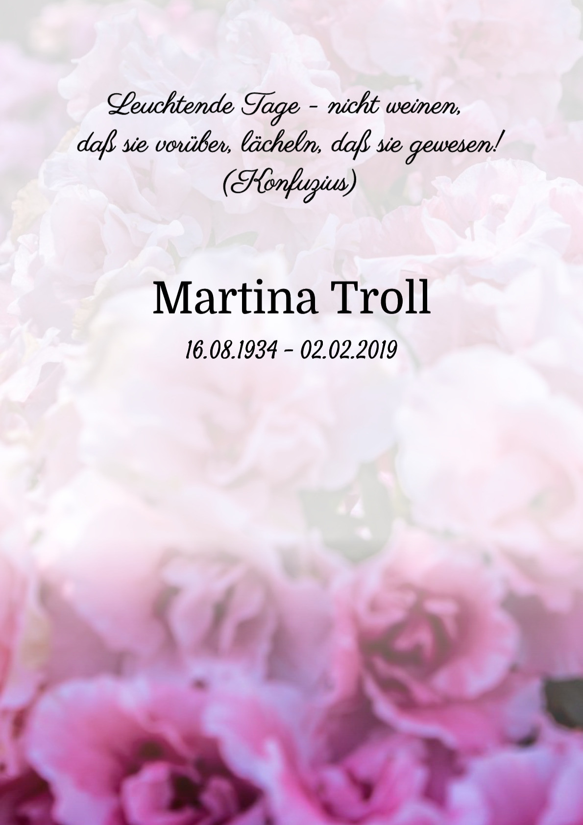 Traueranzeige von Martina Troll