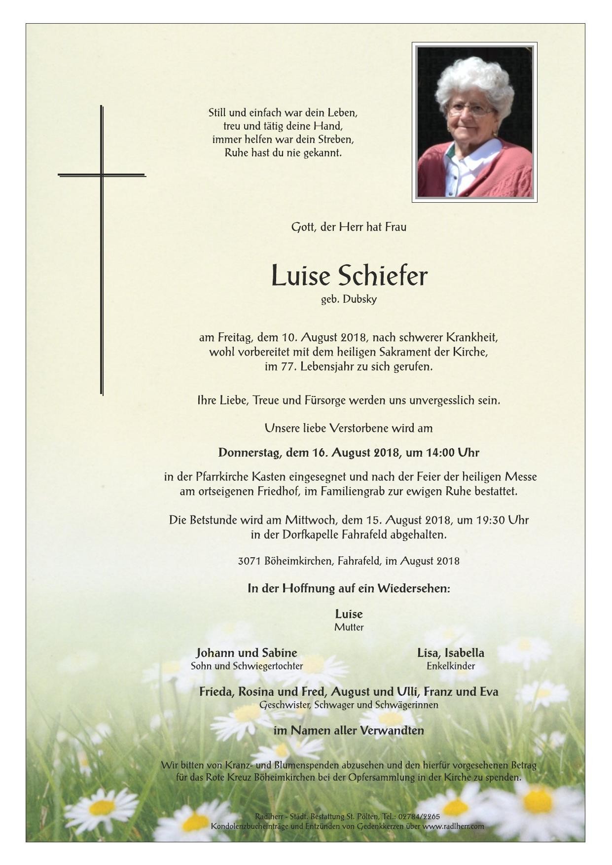 Traueranzeige von Luise Schiefer
