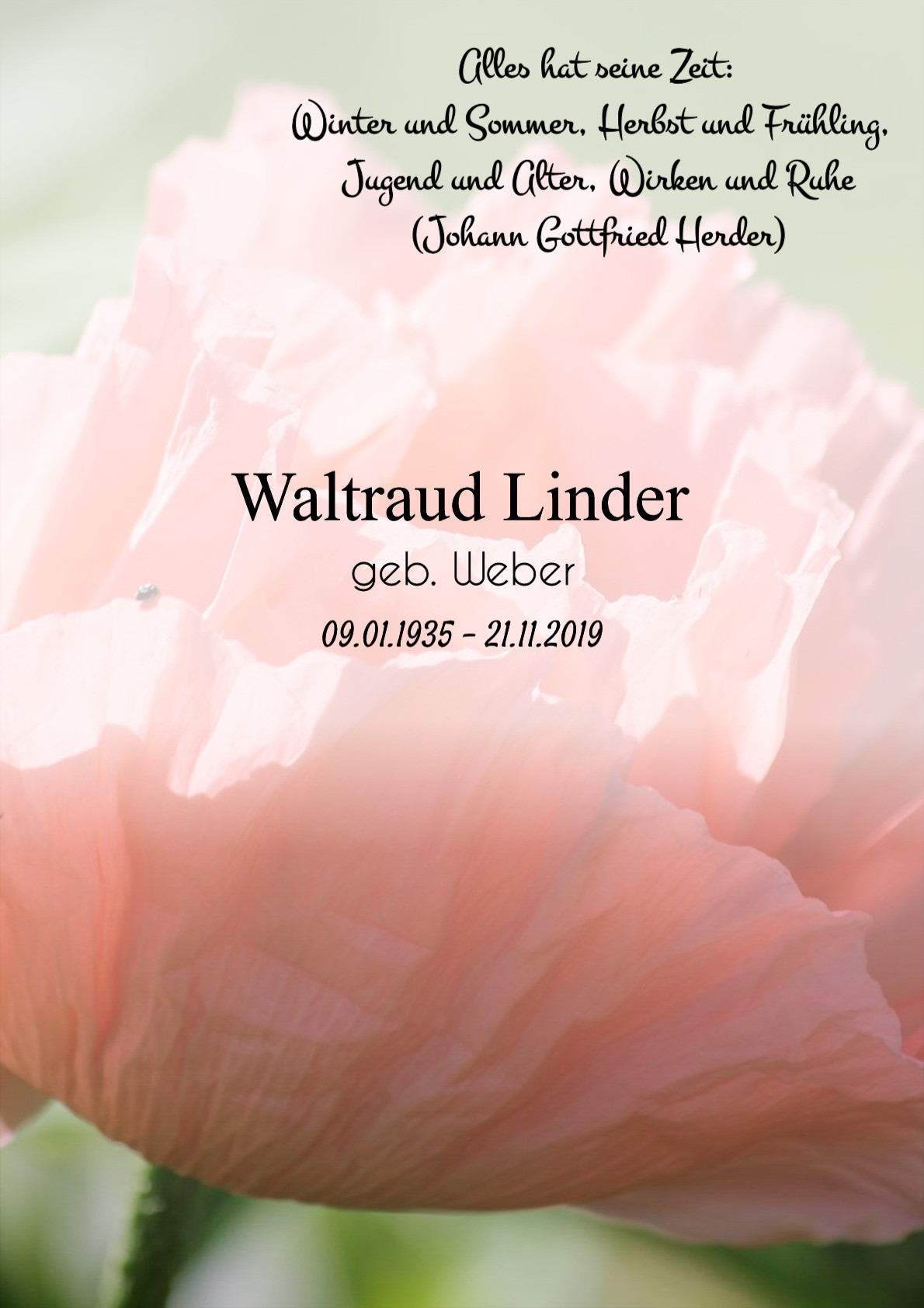 Traueranzeige von Waltraud Linder