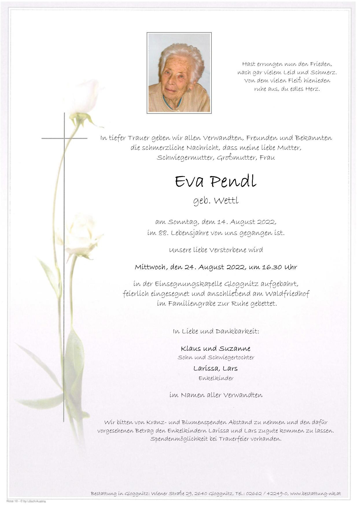 Traueranzeige von Eva Pendl