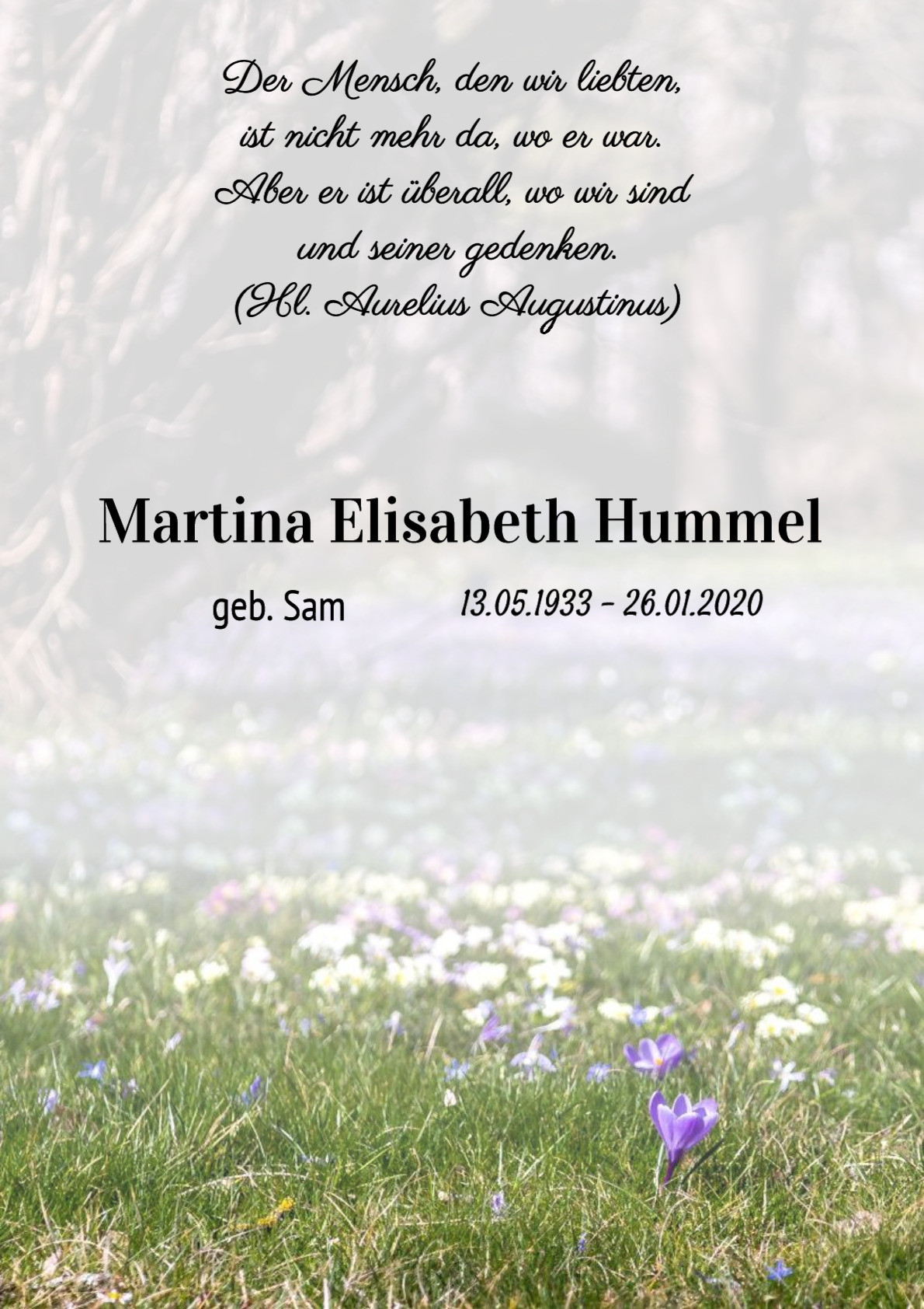 Traueranzeige von Martina Elisabeth Hummel