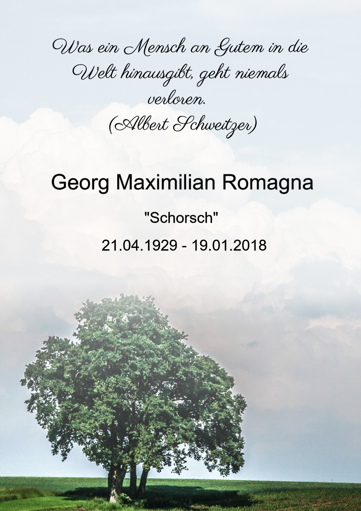 Traueranzeige von Georg Maximilian Romagna