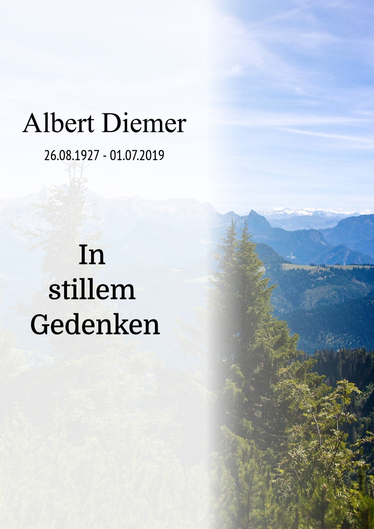 Traueranzeige von Albert Diemer