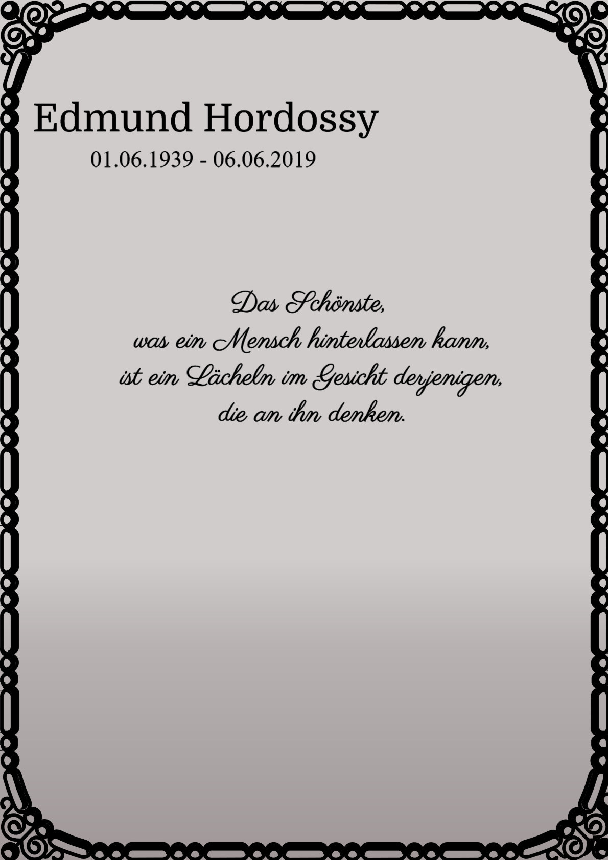Traueranzeige von Edmund Hordossy