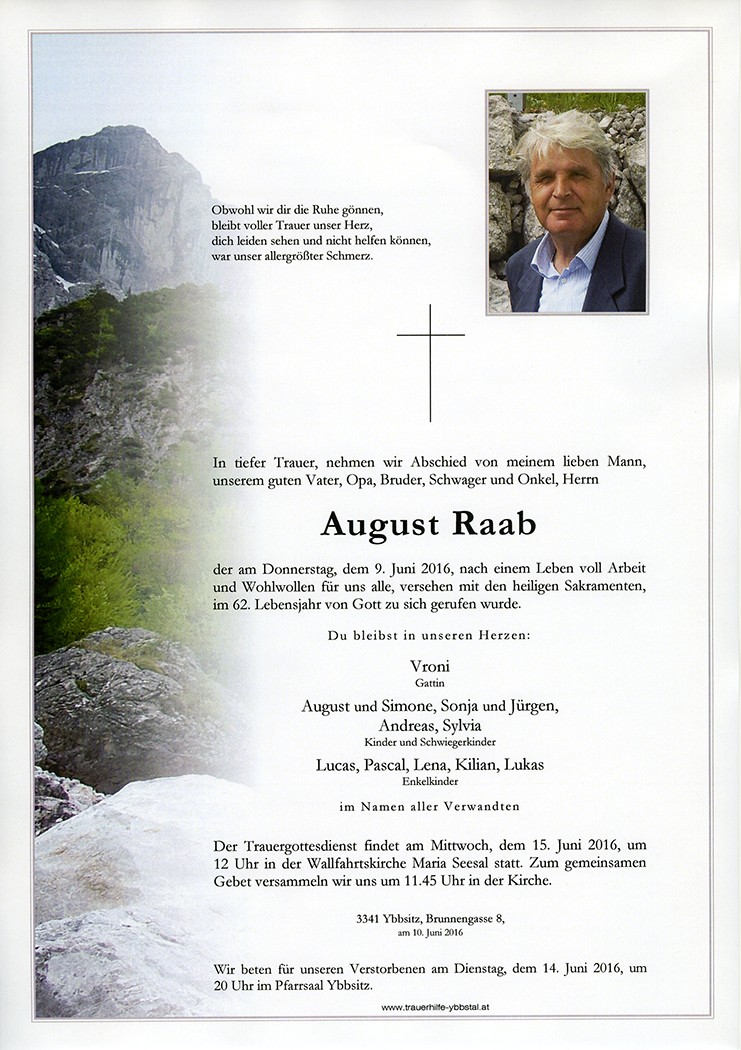 Traueranzeige von August Raab