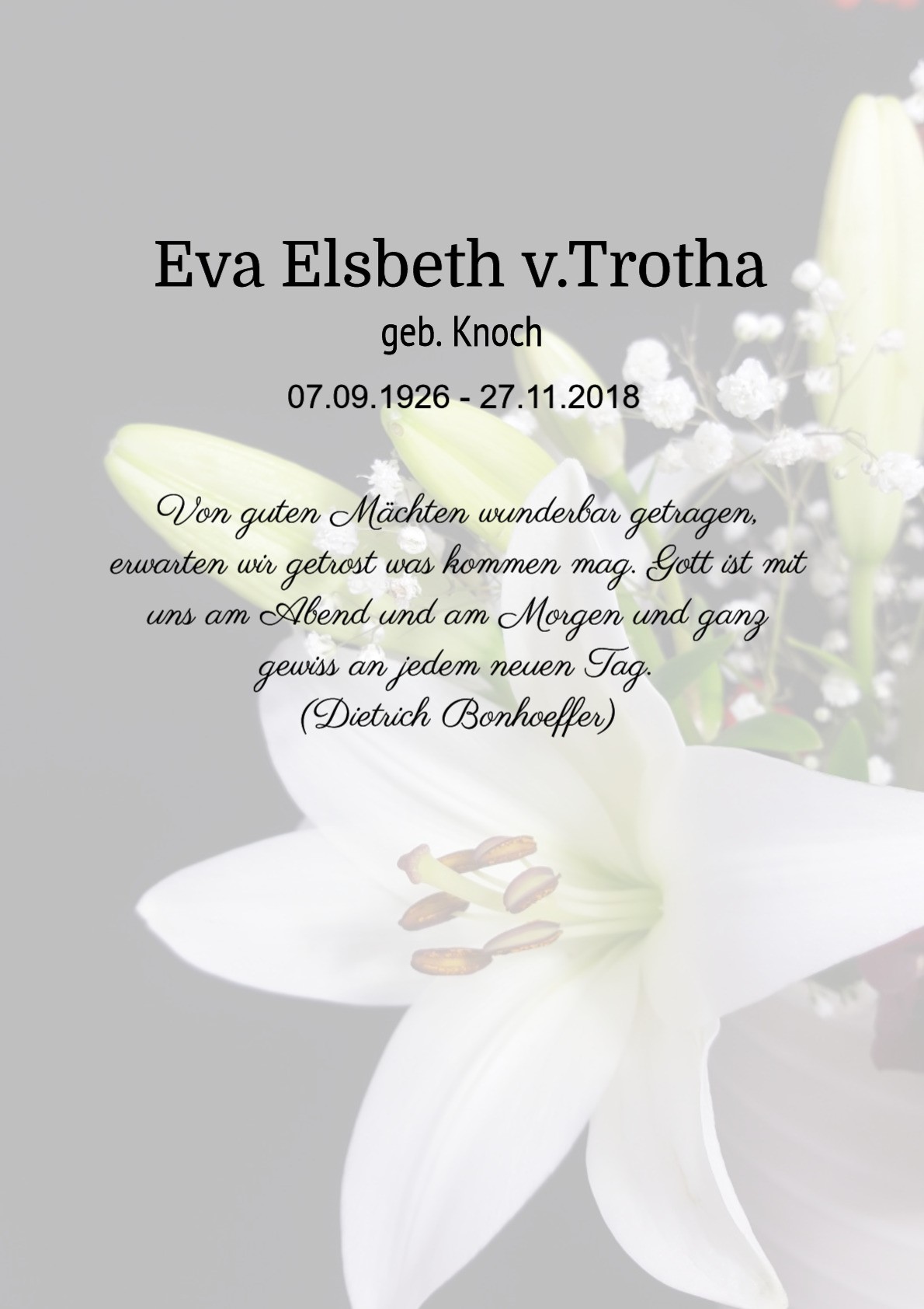 Traueranzeige von Eva Elsbeth v.Trotha