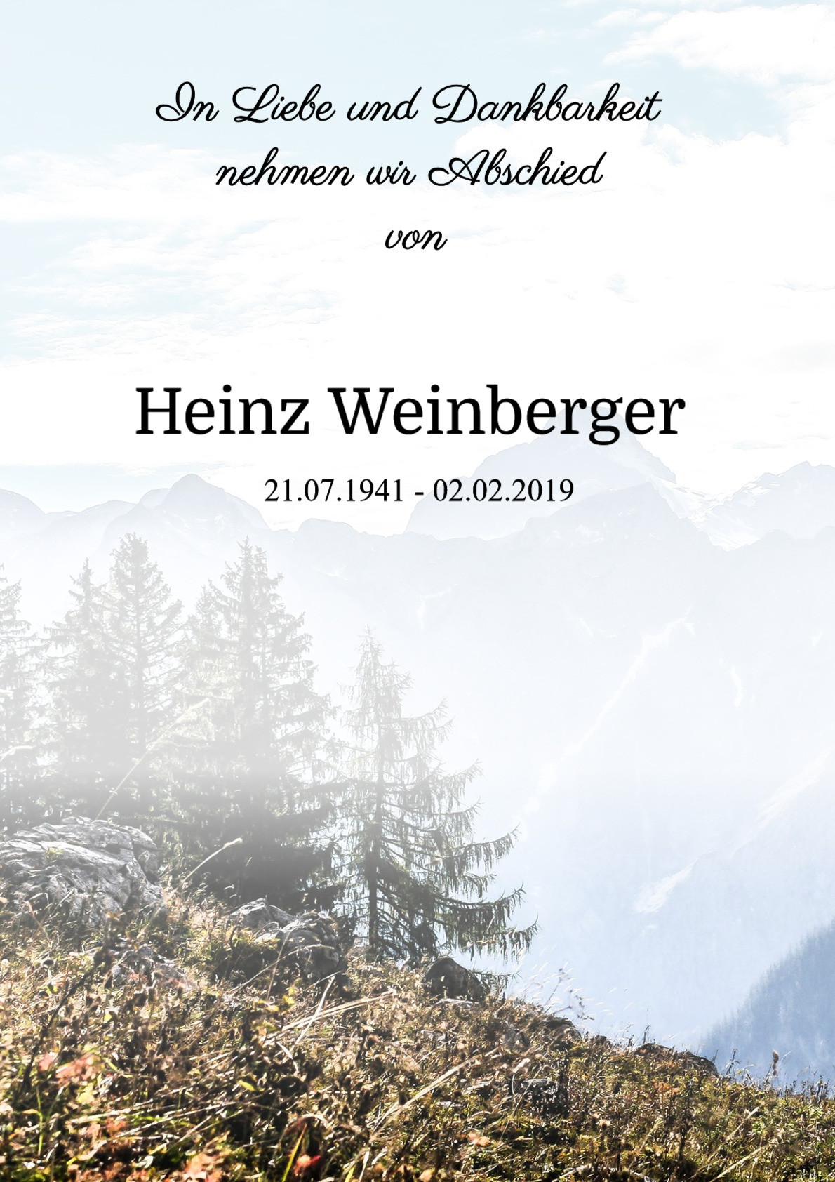 Traueranzeige von Heinz Weinberger