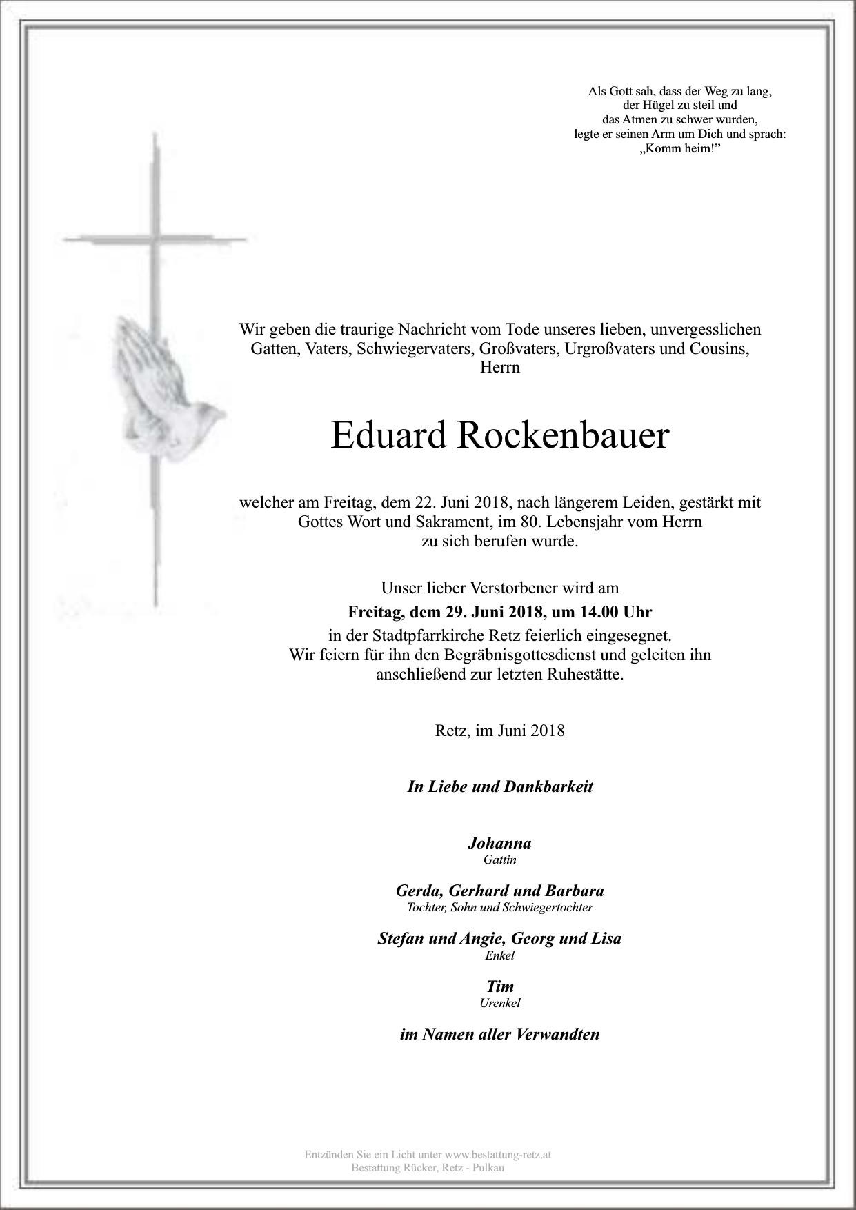 Traueranzeige von Eduard Rockenbauer