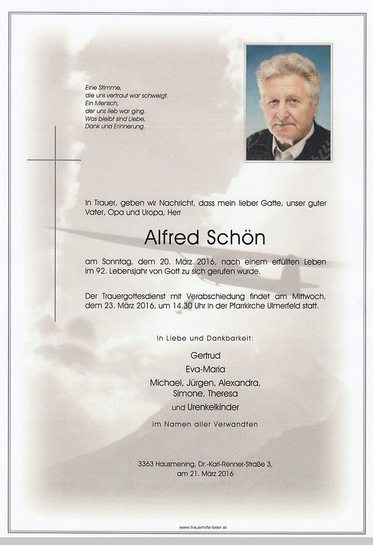 Traueranzeige von Alfred Schön