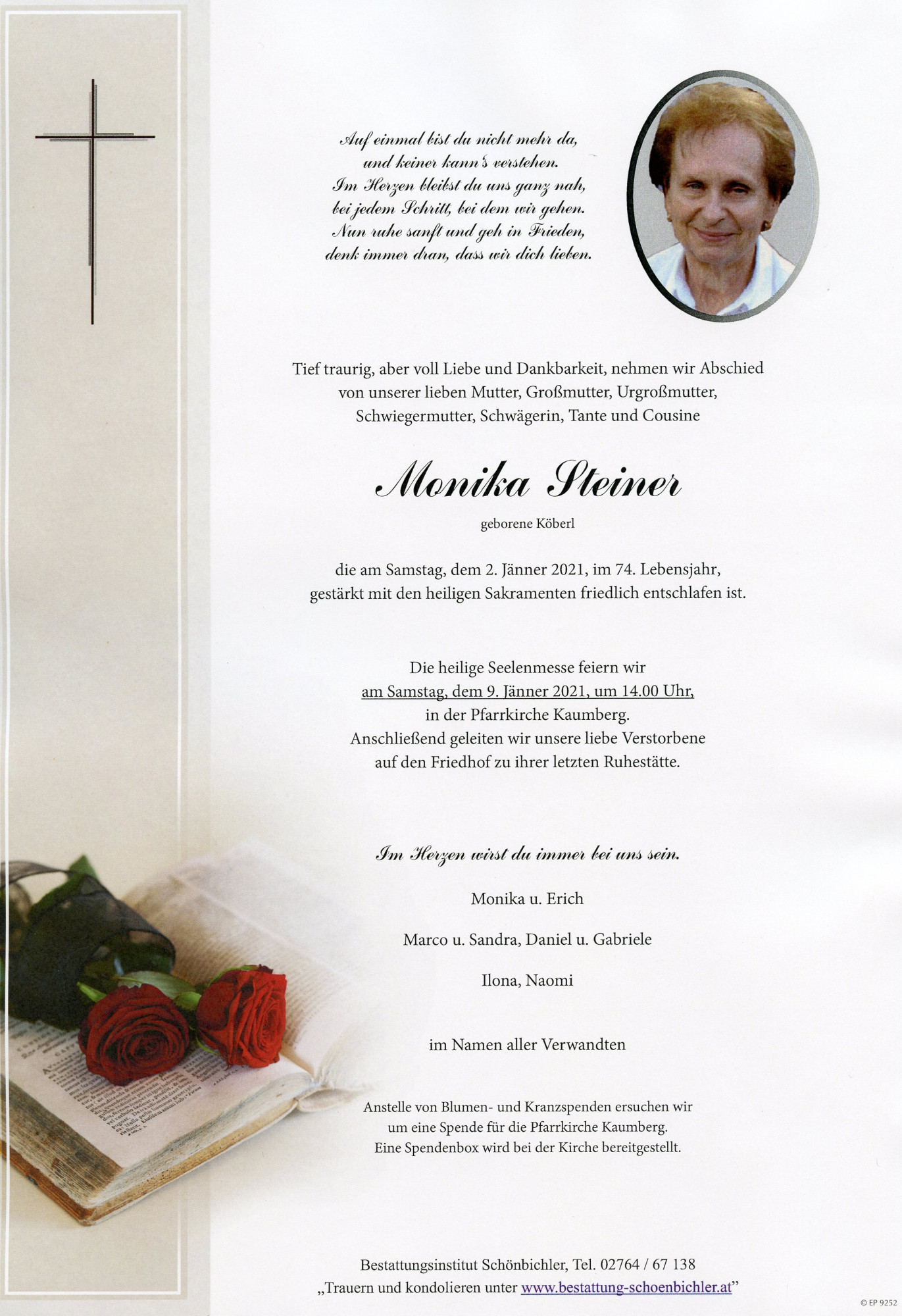 Traueranzeige von Monika Steiner