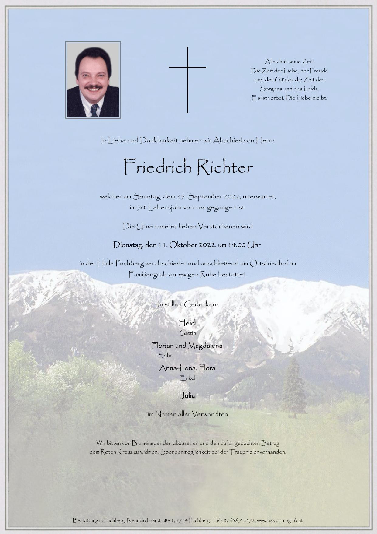 Traueranzeige von Friedrich Richter
