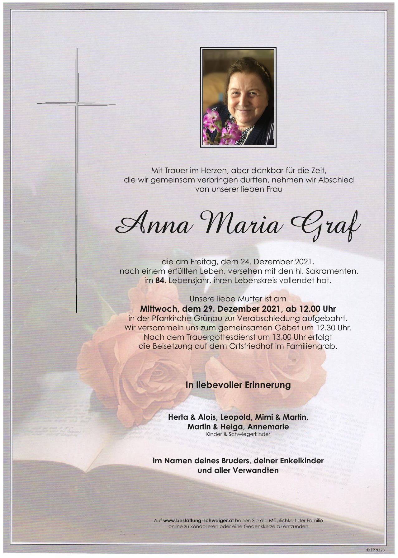 Traueranzeige von Anna Maria Graf